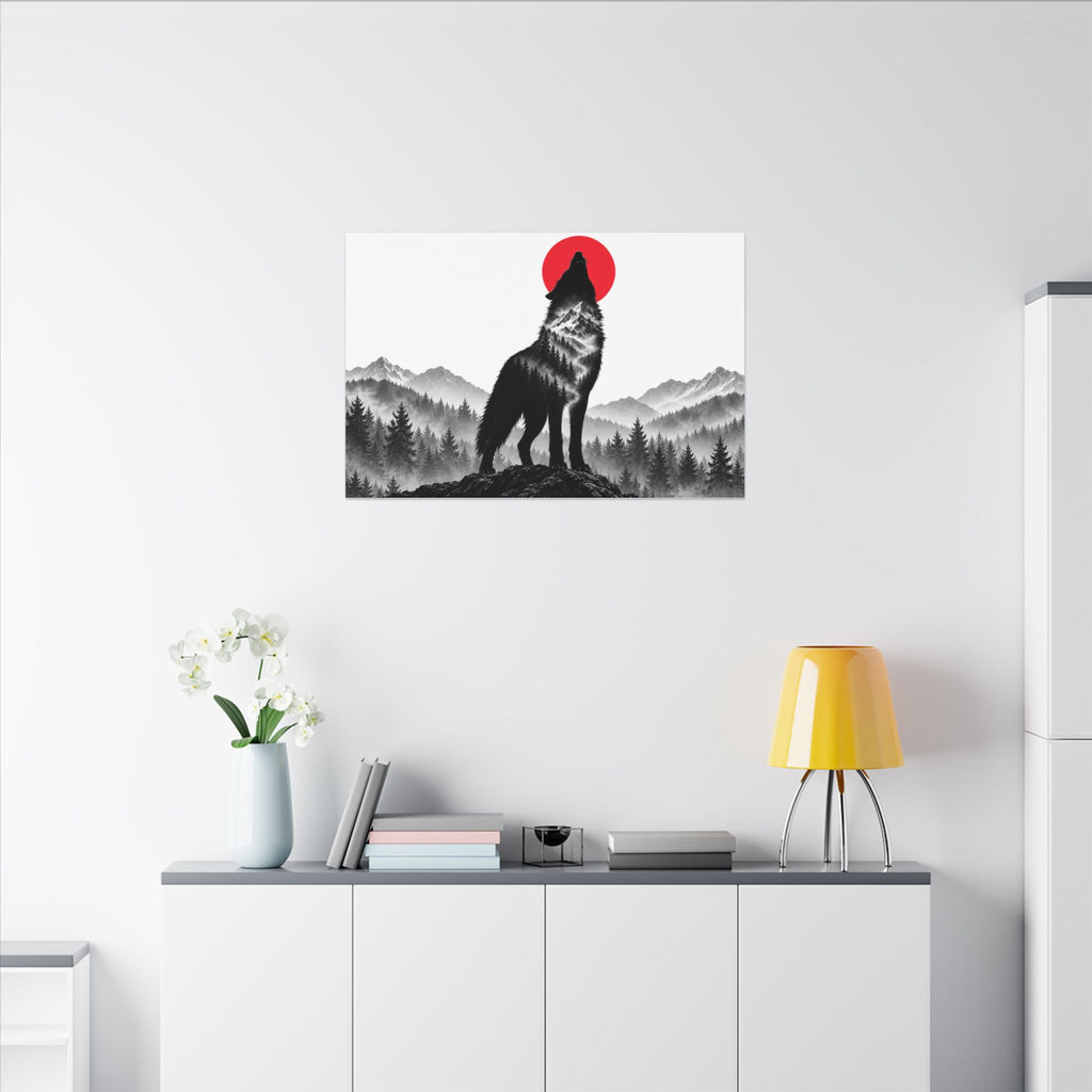 Howling Wolf - Dark Wall Art | Canvas (Landscape)