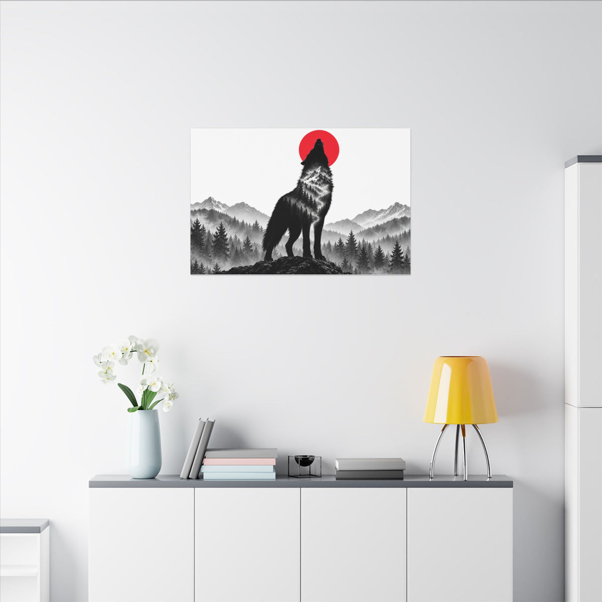 Howling Wolf - Dark Wall Art | Canvas (Landscape)
