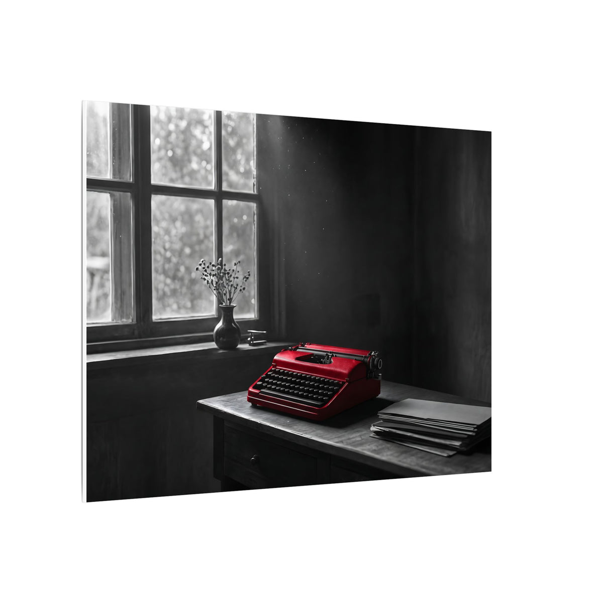 The Red Typewriter - Unique Office Wall Art | Canvas (Landscape)