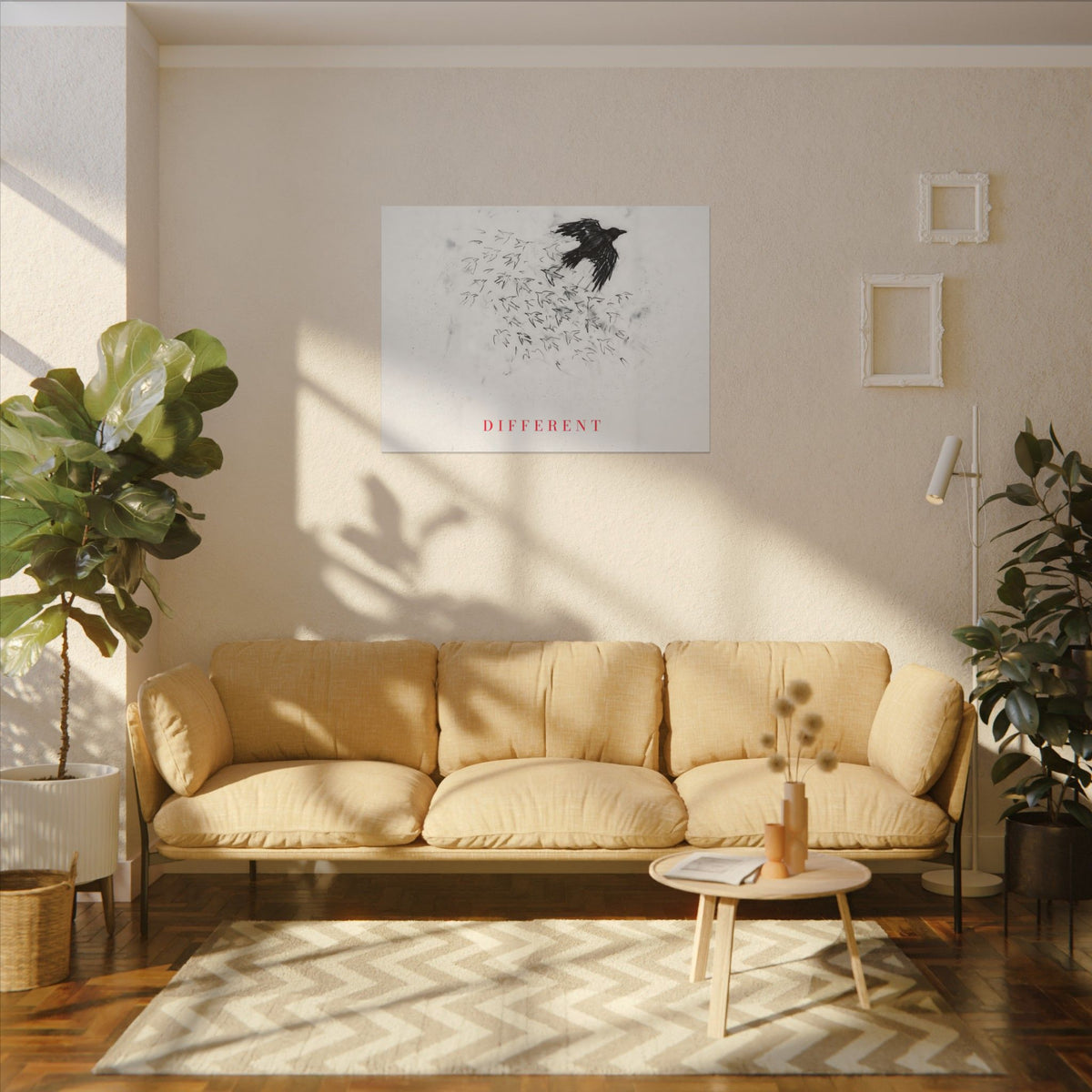 The Flock Went Left - Charcoal Wall Art | Canvas (Landscape)