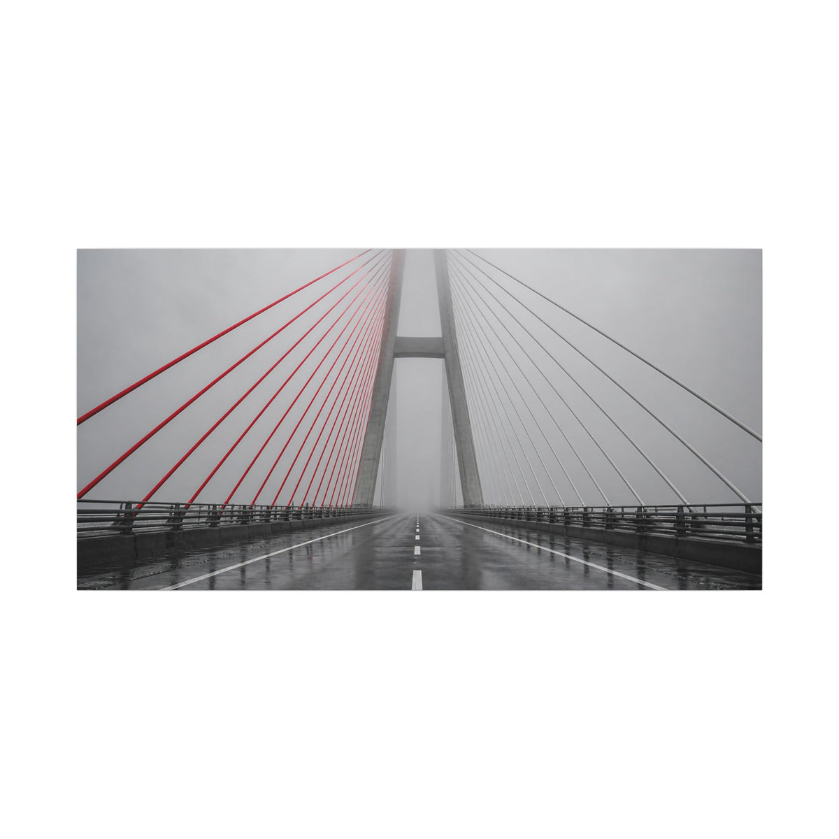 Span in Fog - Red and Black Wall Art | Canvas (Panoramic)