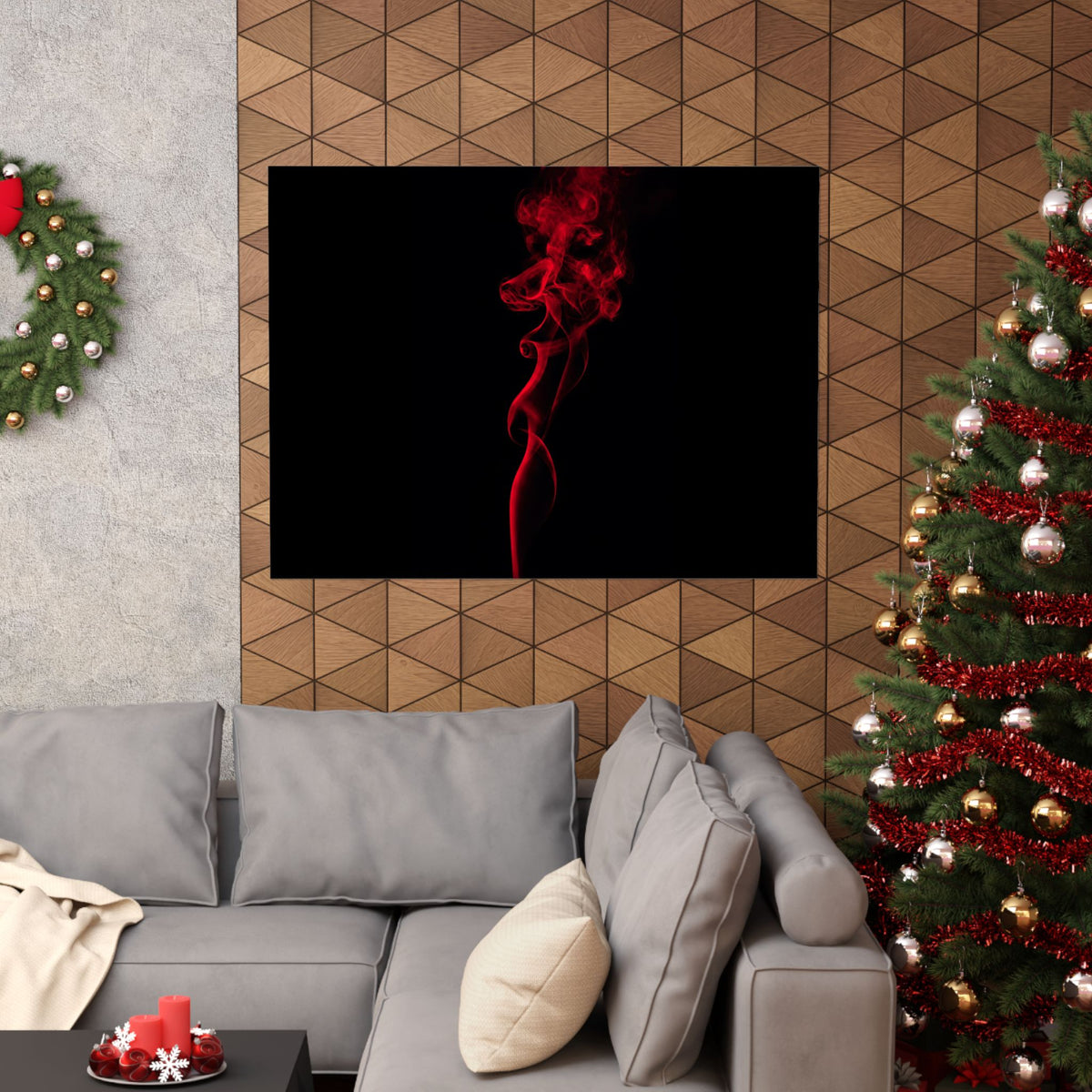 Red Smoke - Wall Art With Red Color | Matte Poster (Landscape)
