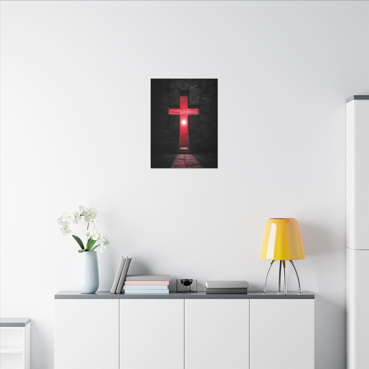Light Through Stone - Modern Cross Wall Art | Canvas