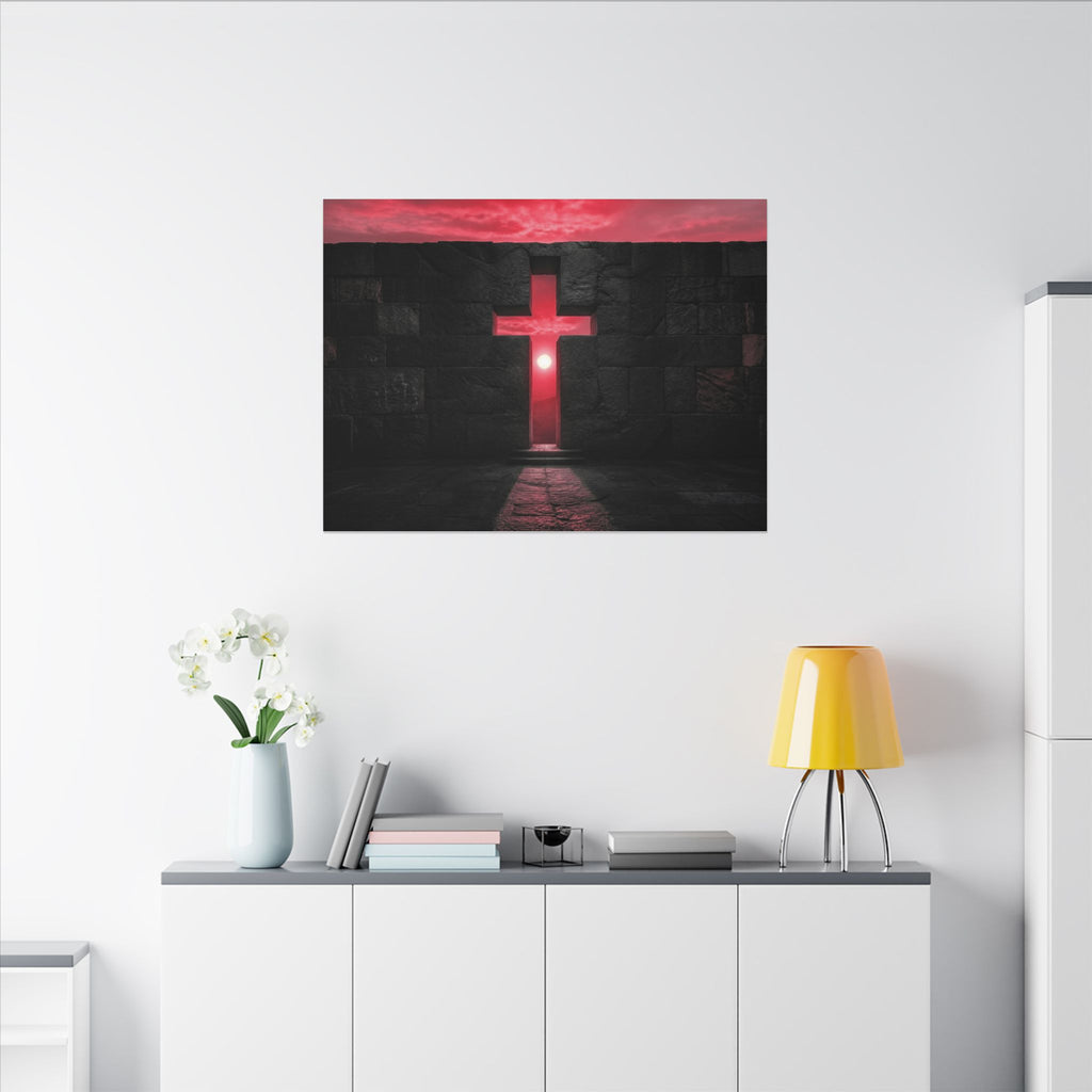 Light Through Stone - Modern Cross Wall Art | Canvas (Landscape)