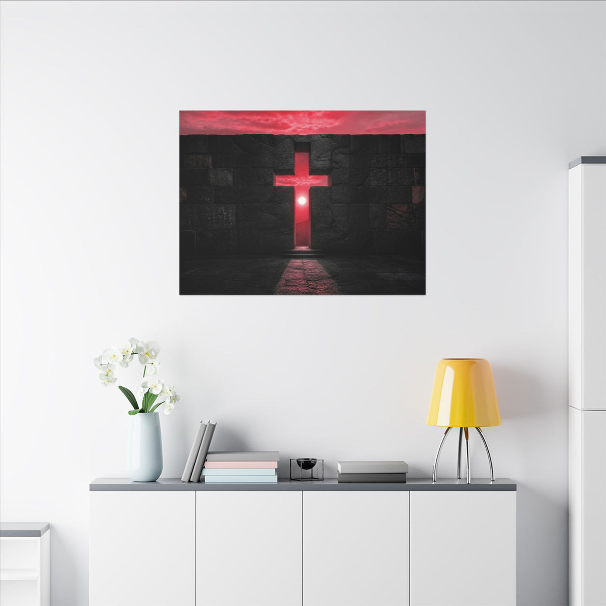 Light Through Stone - Modern Cross Wall Art | Canvas (Landscape)