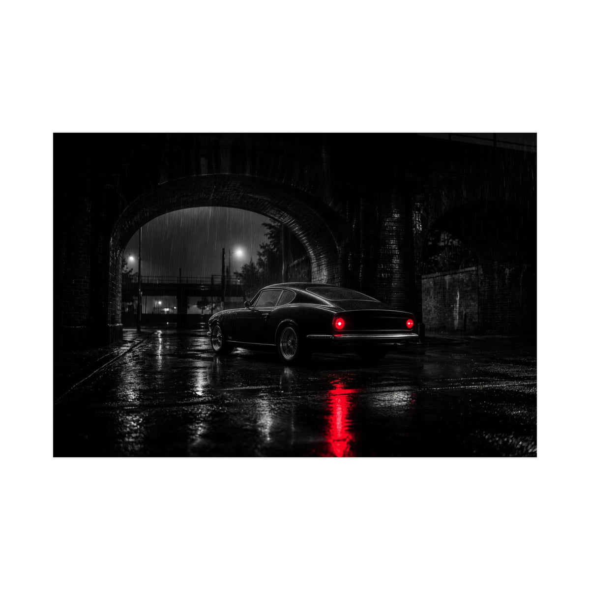 Red Tail Night - Classic Car Wall Art | Matte Poster (Landscape)