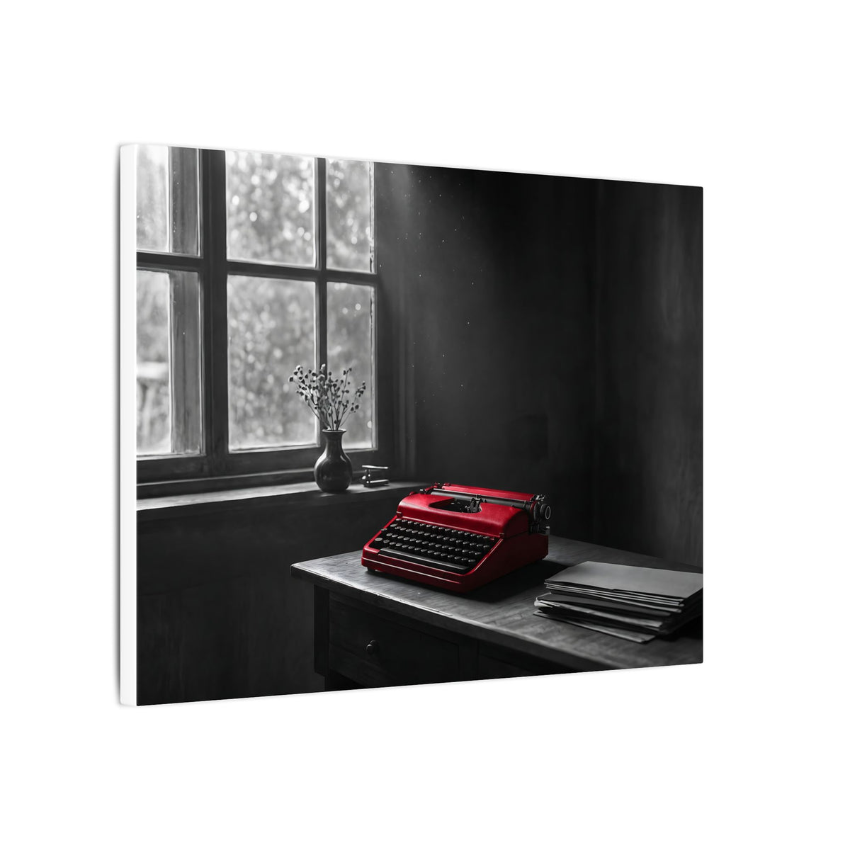 The Red Typewriter - Unique Office Wall Art | Canvas (Landscape)