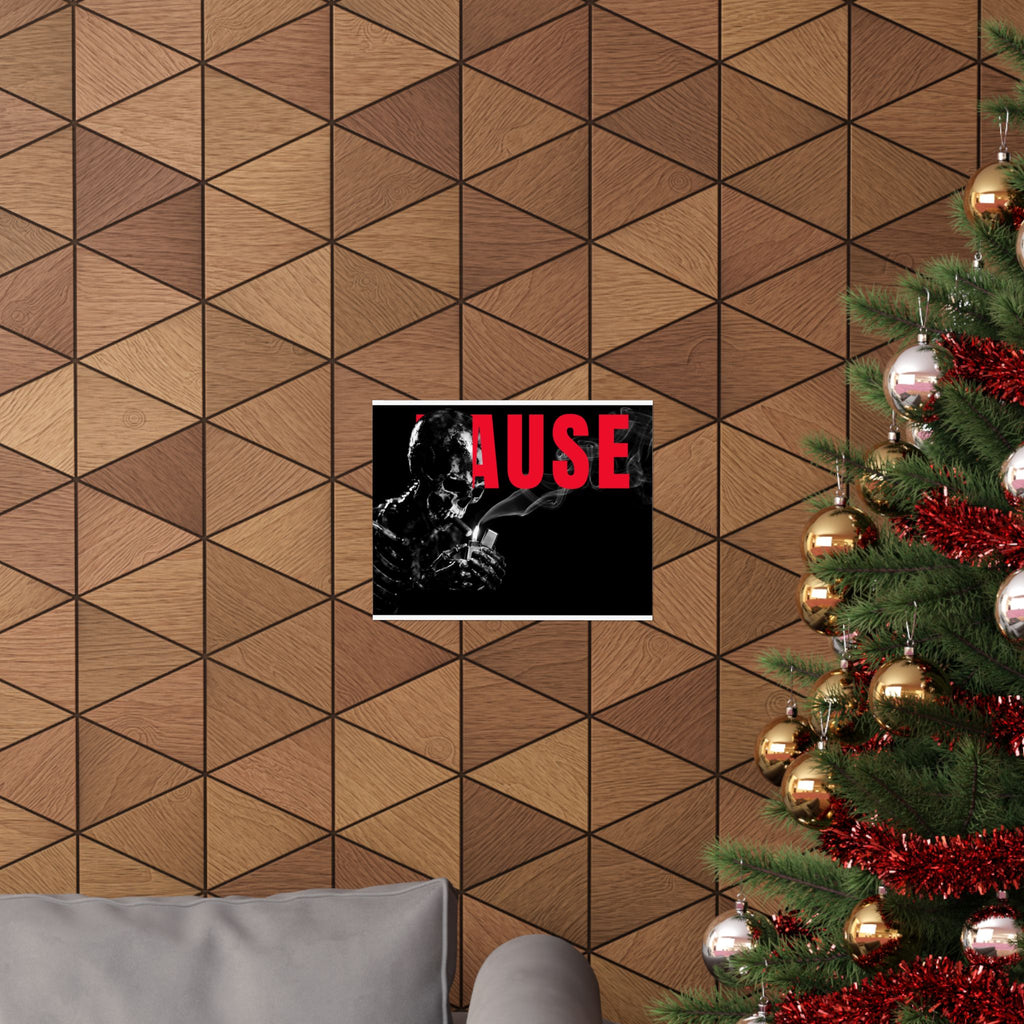 Pause (Landscape) - Smoking Skeleton Wall Art, Dark Gothic Man Cave | Matte Poster