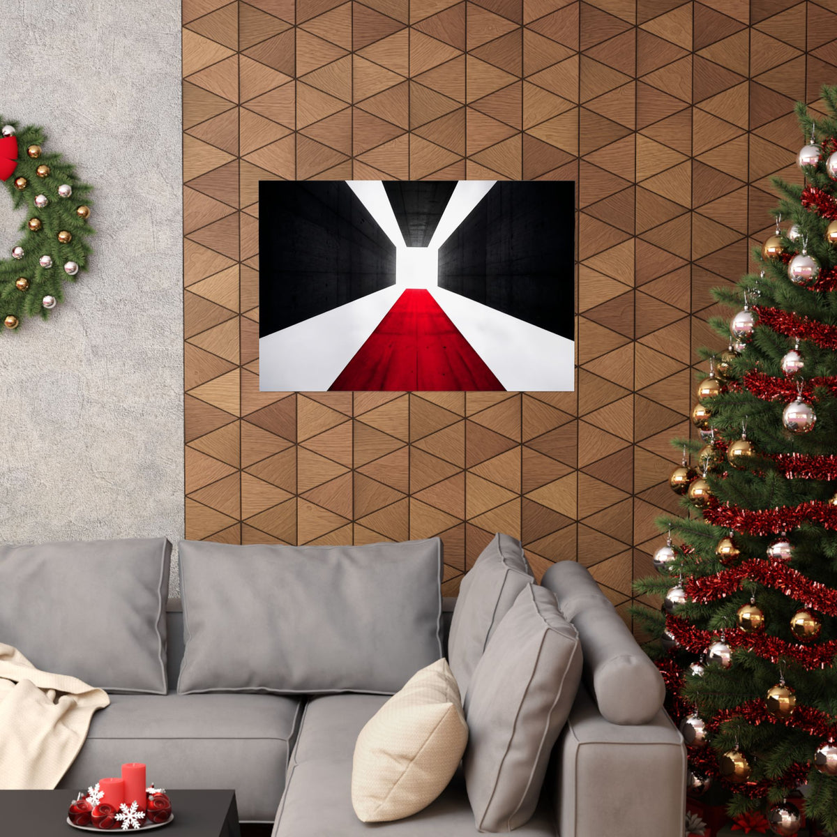 The Red Facade - Red Wall Decor | Matte Poster (Landscape)