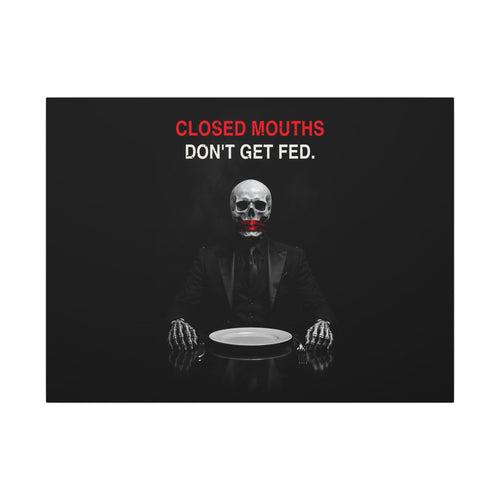 Closed Mouths - Dark Humor Wall Art | Canvas (Landscape)