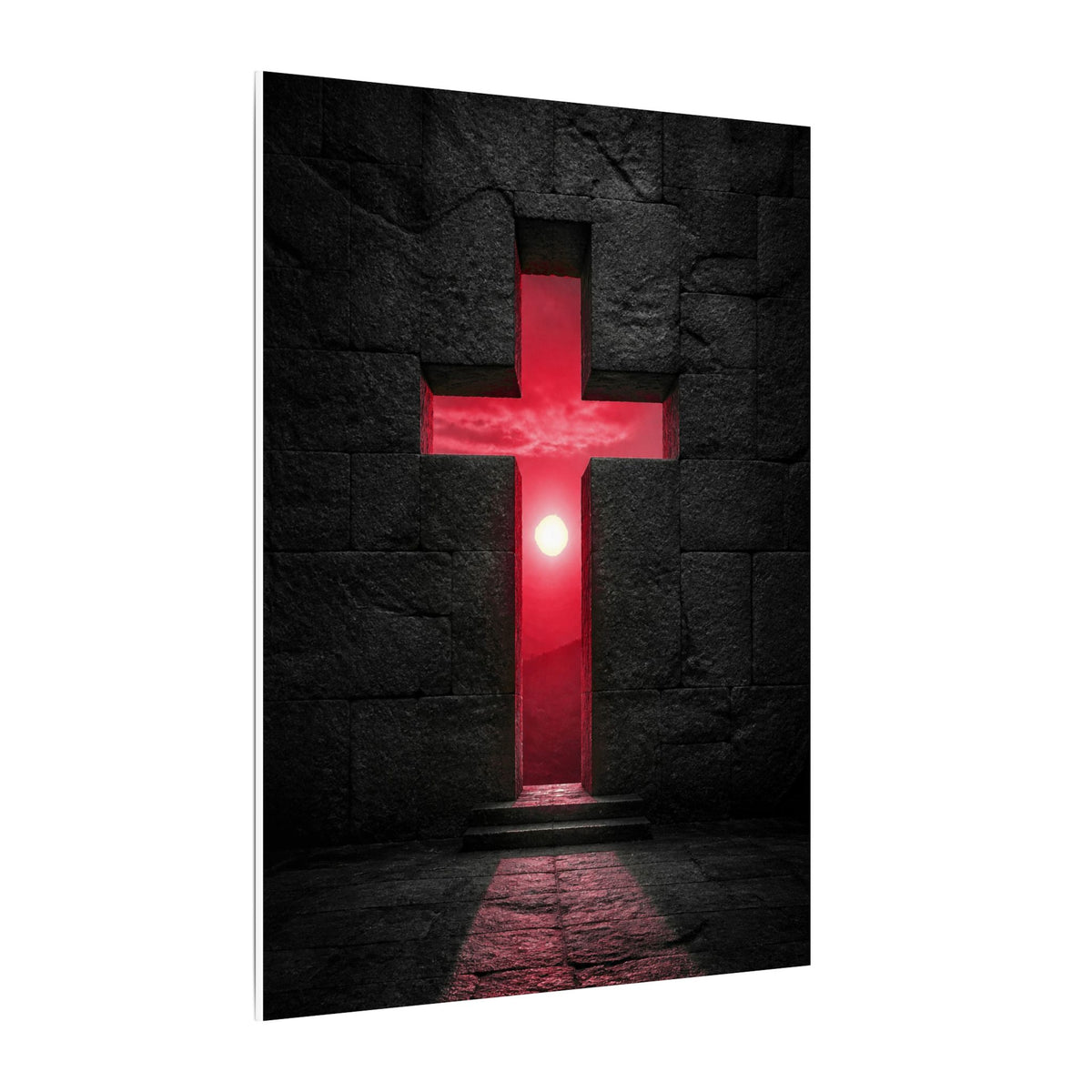 Light Through Stone - Modern Cross Wall Art | Canvas