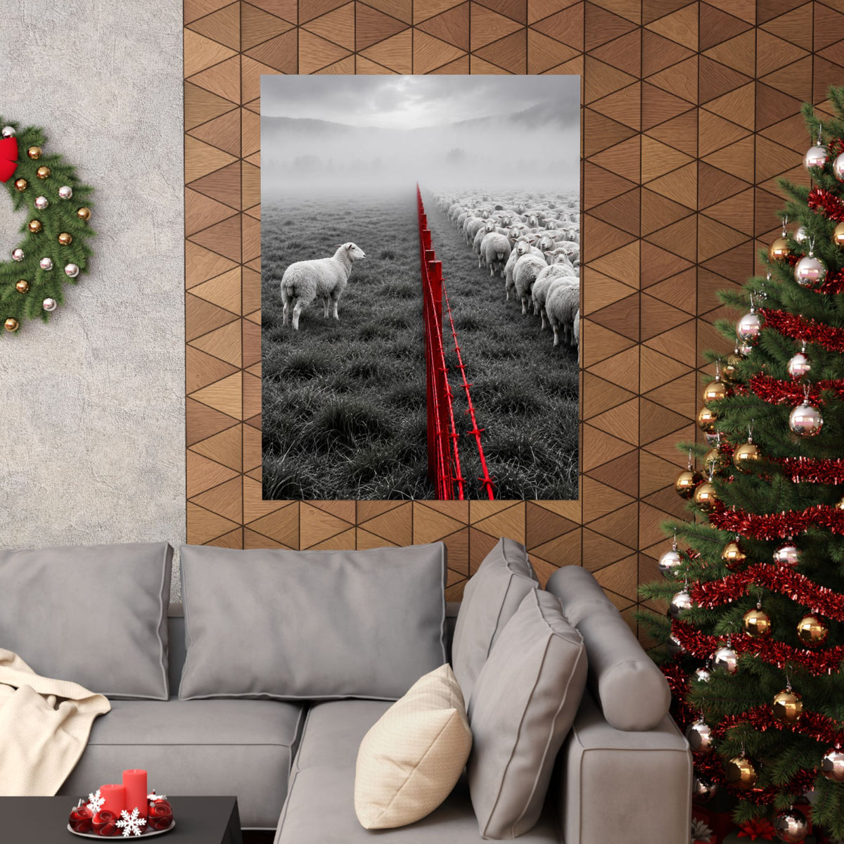Lone Lamb - Black and White Wall Art | Matte Poster