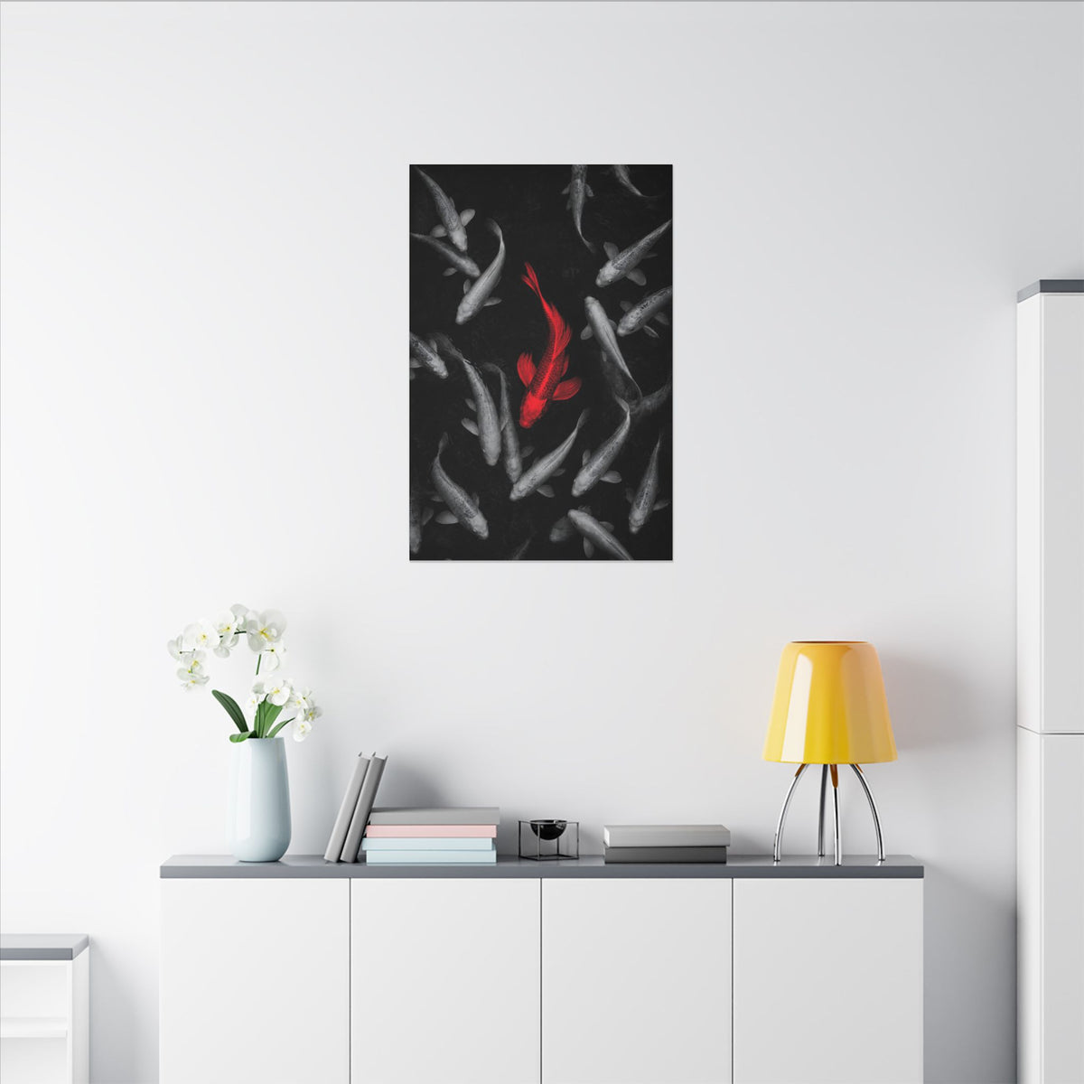The Red Koi - Red And Black Wall Art | Canvas