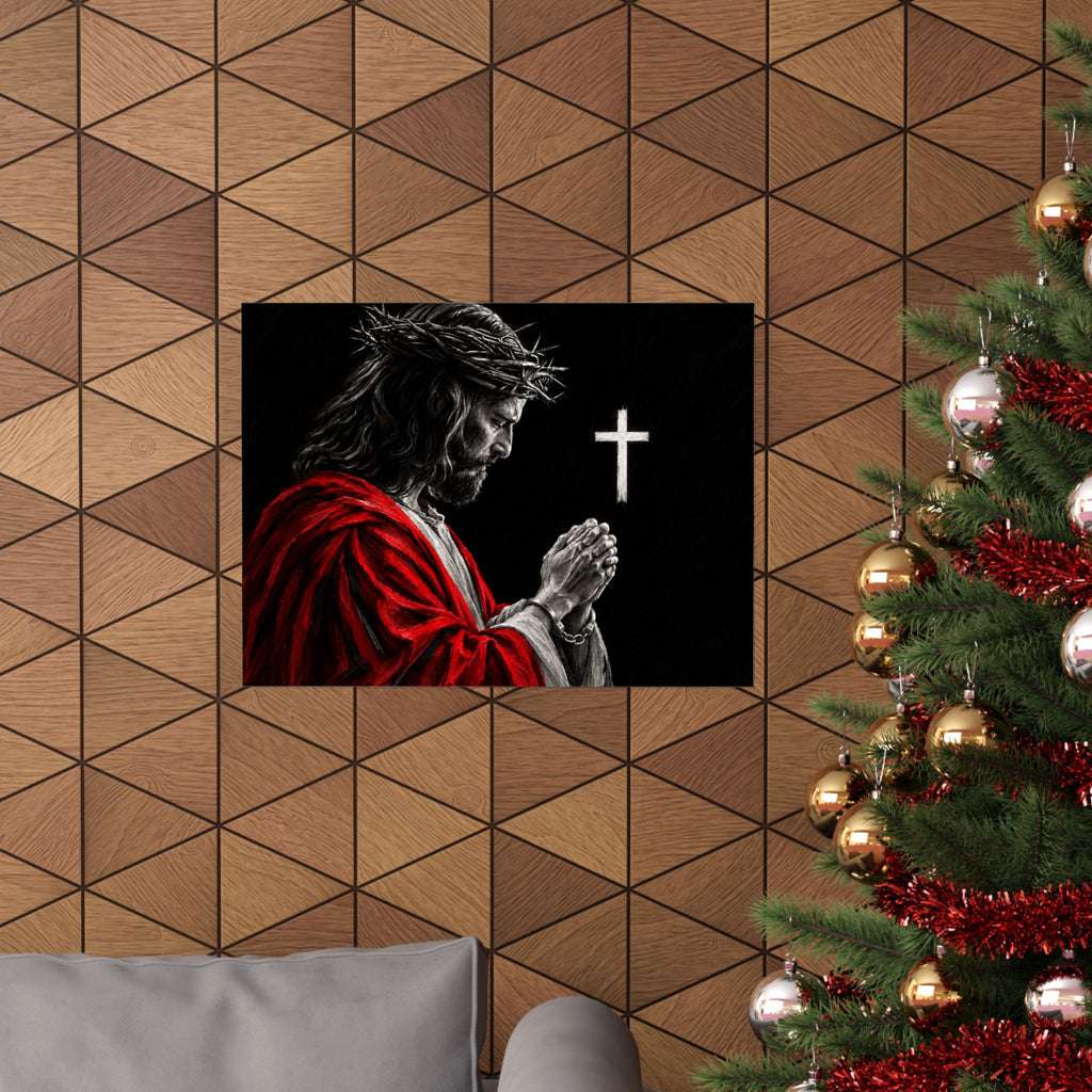 Praying Jesus - Christian Wall Art | Matte Poster (Landscape)