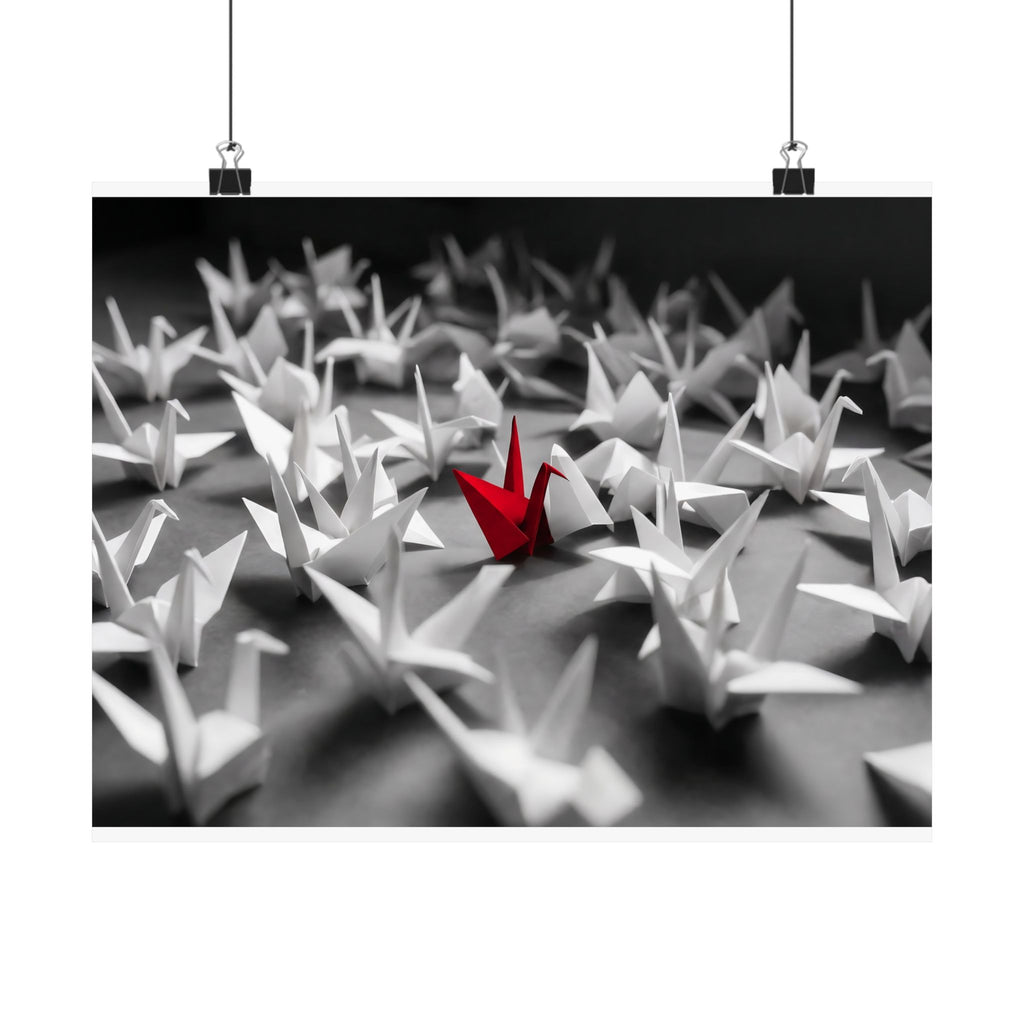 The Red Crane - Unique Wall Art For Office | Matte Poster (Landscape)