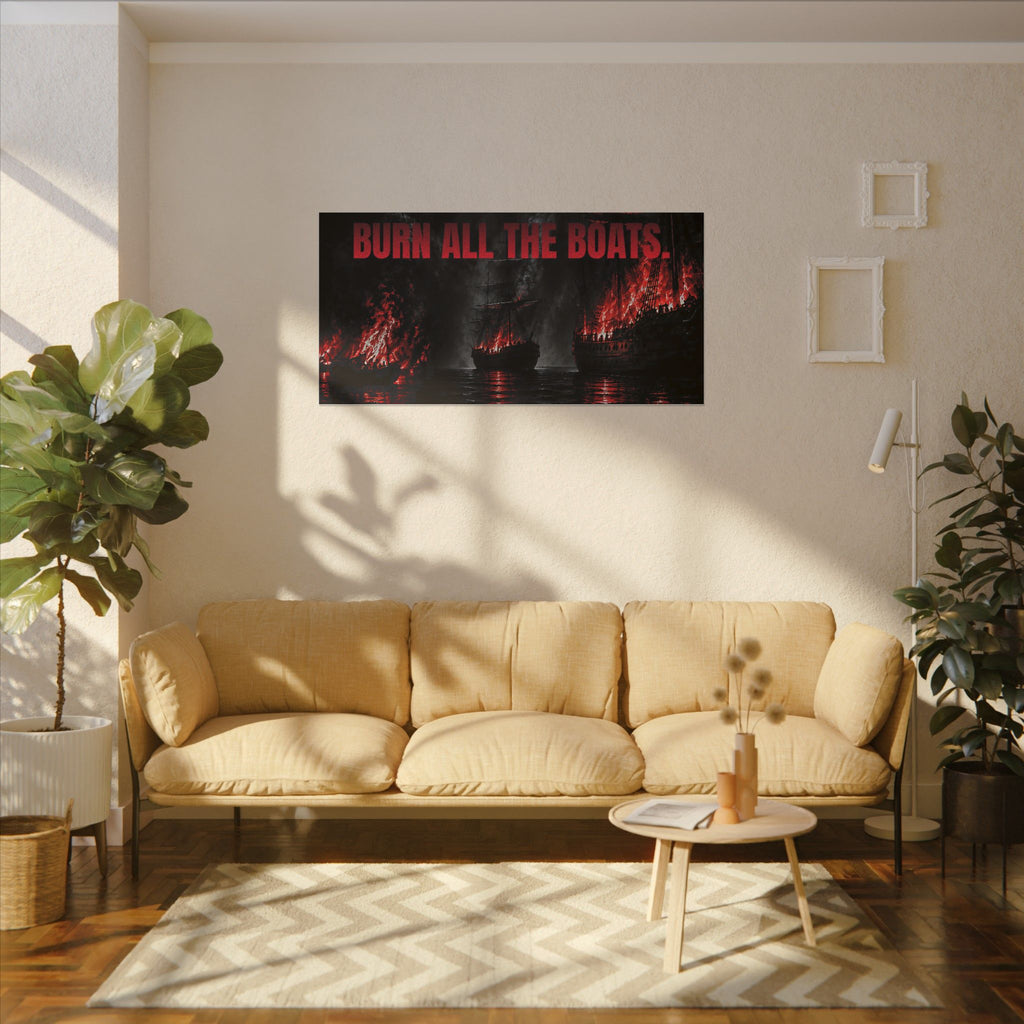Burn All the Boats - Nautical Wall Art | Canvas (Panoramic)