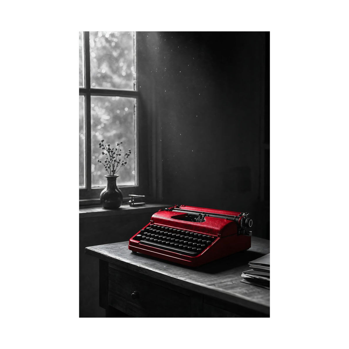 The Red Typewriter - Unique Office Wall Art | Matte Poster