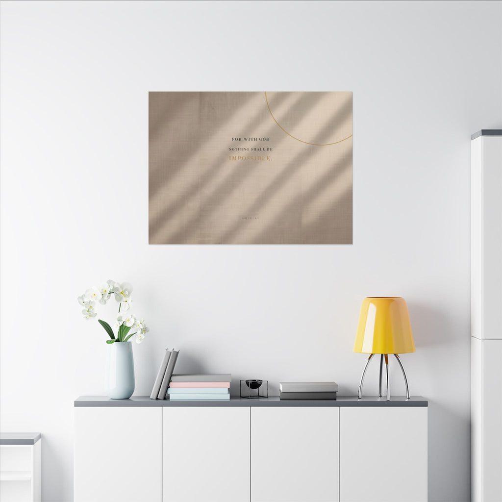 Nothing Shall Be Impossible - Luke 1:37 Bible Verse Wall Art | Canvas (Landscape)