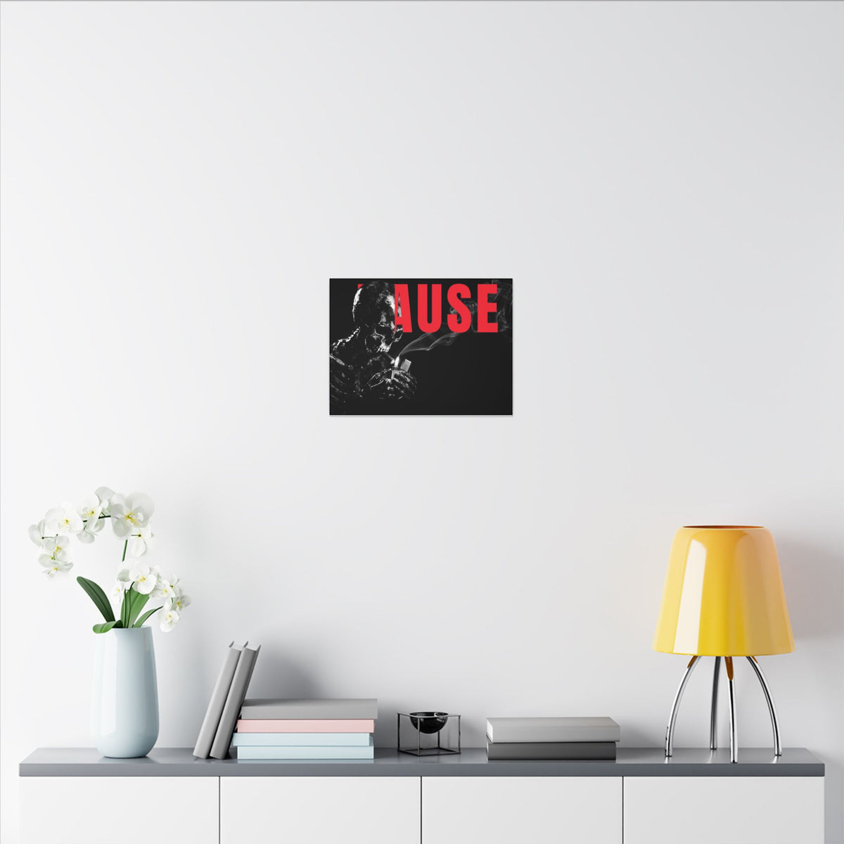 Pause (Landscape) - Smoking Skeleton Wall Art, Dark Gothic Man Cave | Canvas