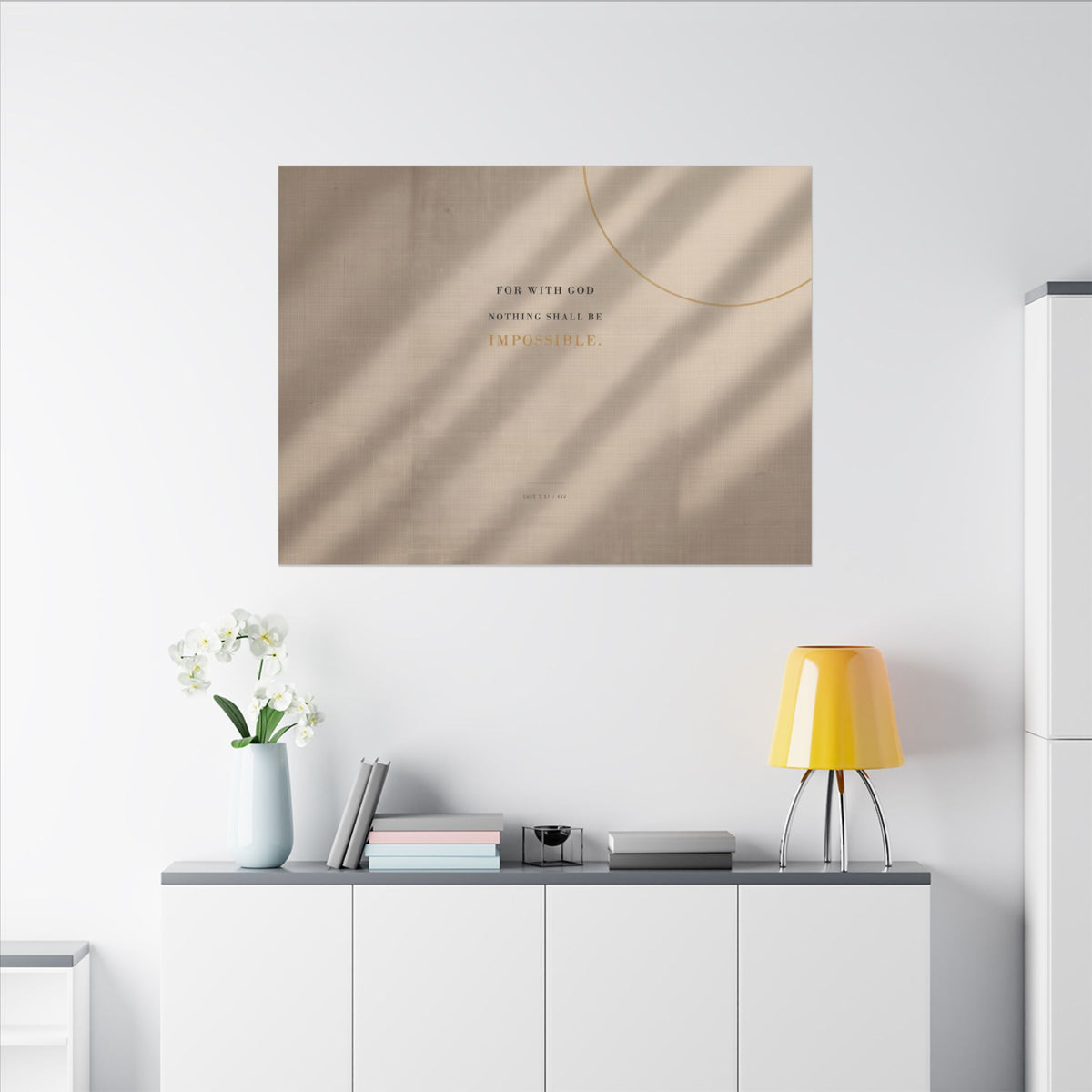 Nothing Shall Be Impossible - Luke 1:37 Bible Verse Wall Art | Canvas (Landscape)