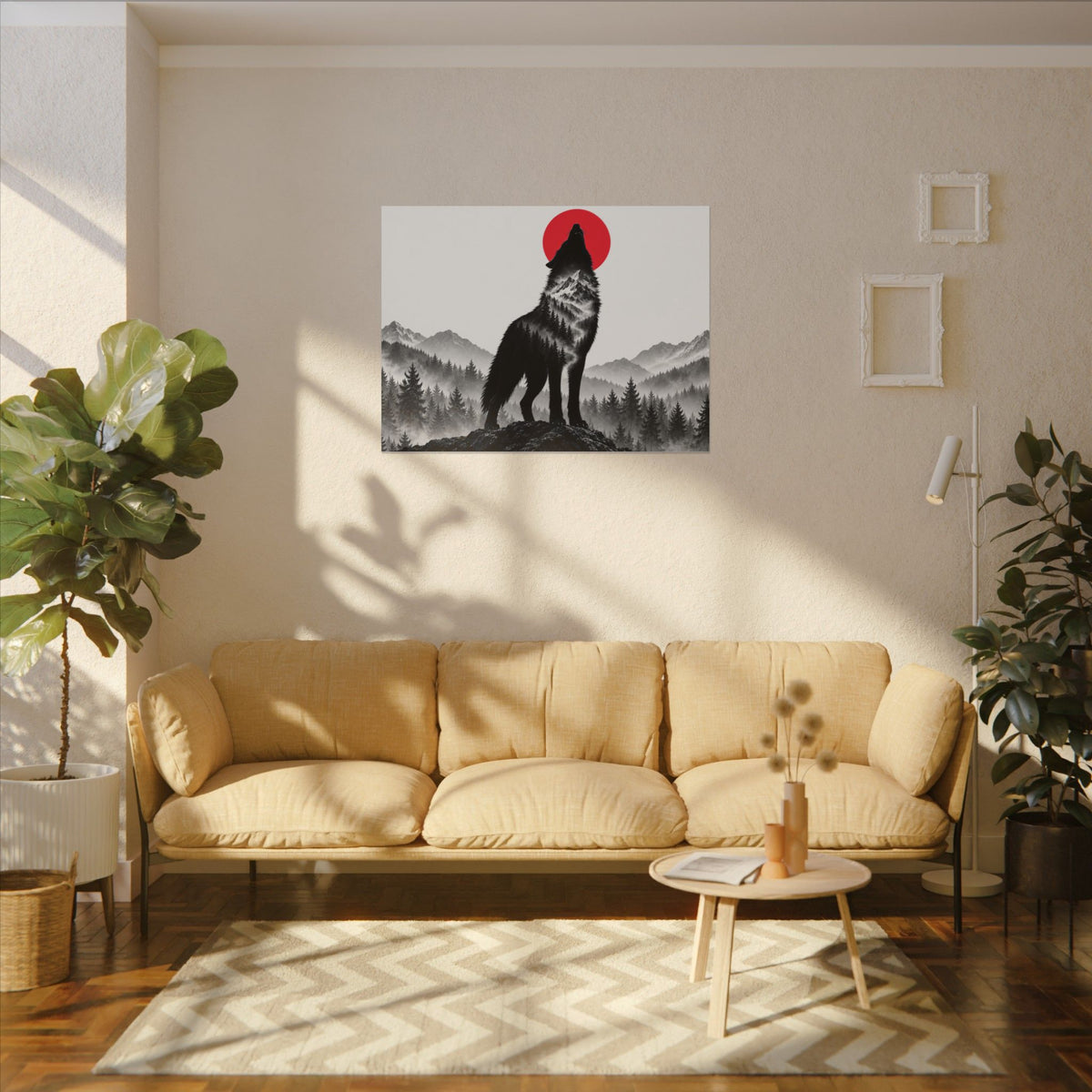 Howling Wolf - Dark Wall Art | Canvas (Landscape)