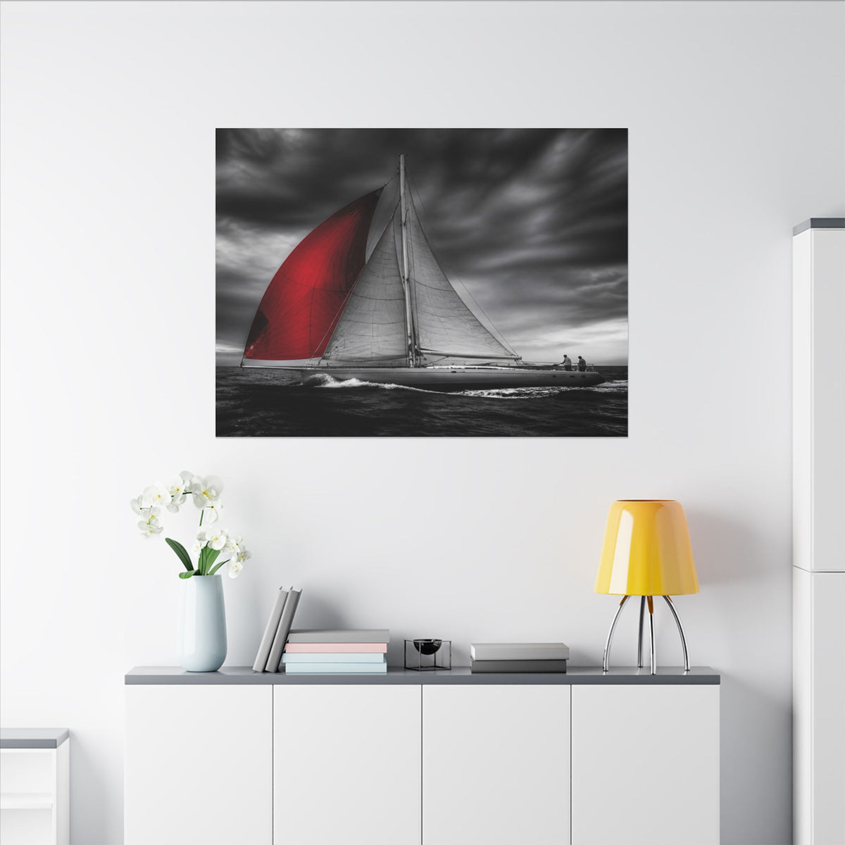 Red Sail - Large Wall Art for Bedroom | Canvas (Landscape)