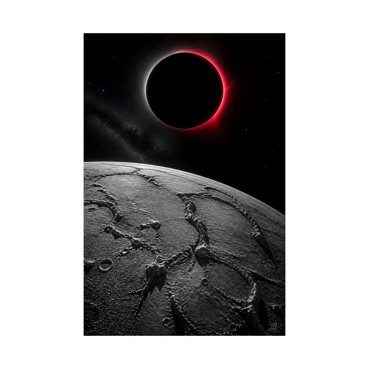 Red Eclipse - Moon Wall Art | Matte Poster