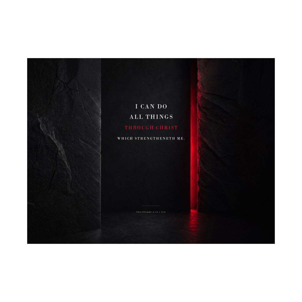 All Things Through Christ - Philippians 4:13 Scripture Wall Art | Matte Poster (Landscape)
