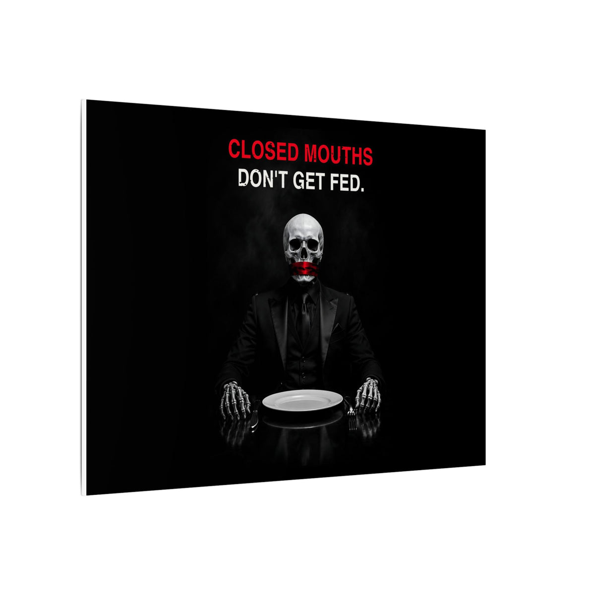Closed Mouths - Dark Humor Wall Art | Canvas (Landscape)