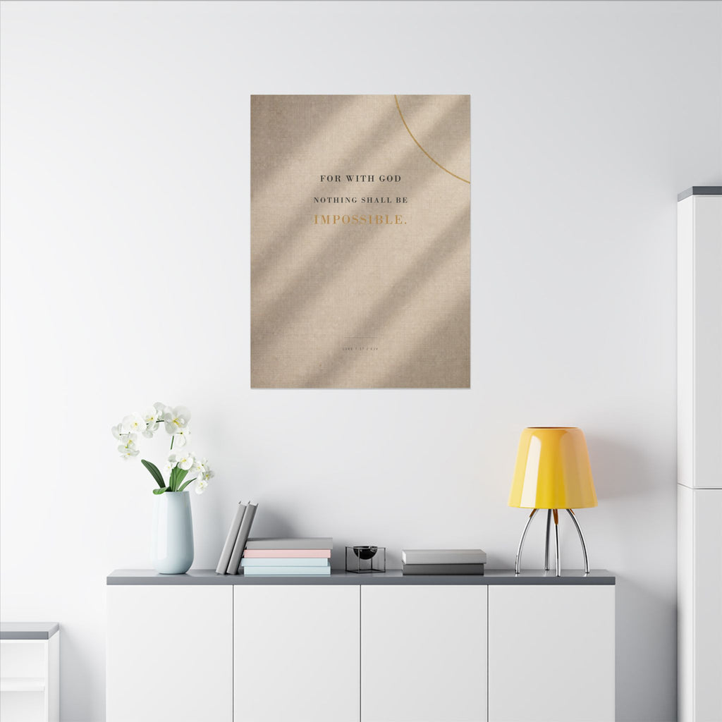Nothing Shall Be Impossible - Luke 1:37 Bible Verse Wall Art | Canvas