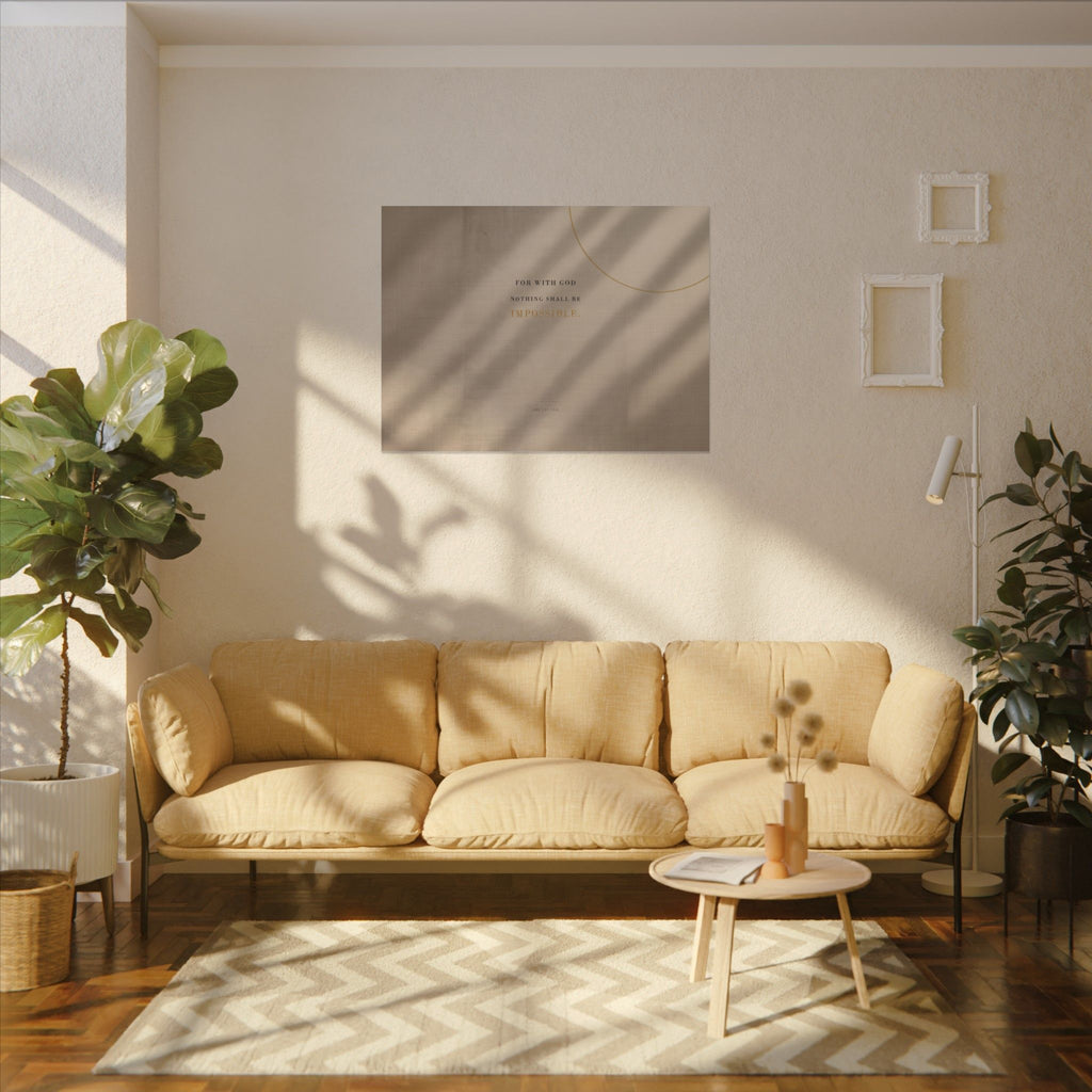 Nothing Shall Be Impossible - Luke 1:37 Bible Verse Wall Art | Canvas (Landscape)
