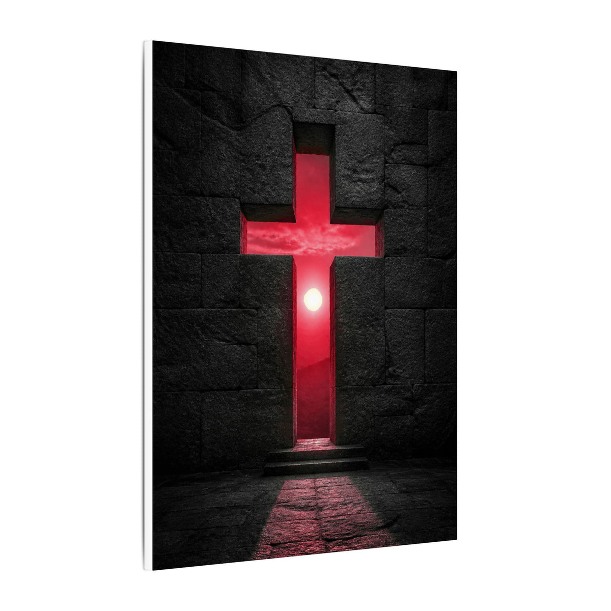 Light Through Stone - Modern Cross Wall Art | Canvas