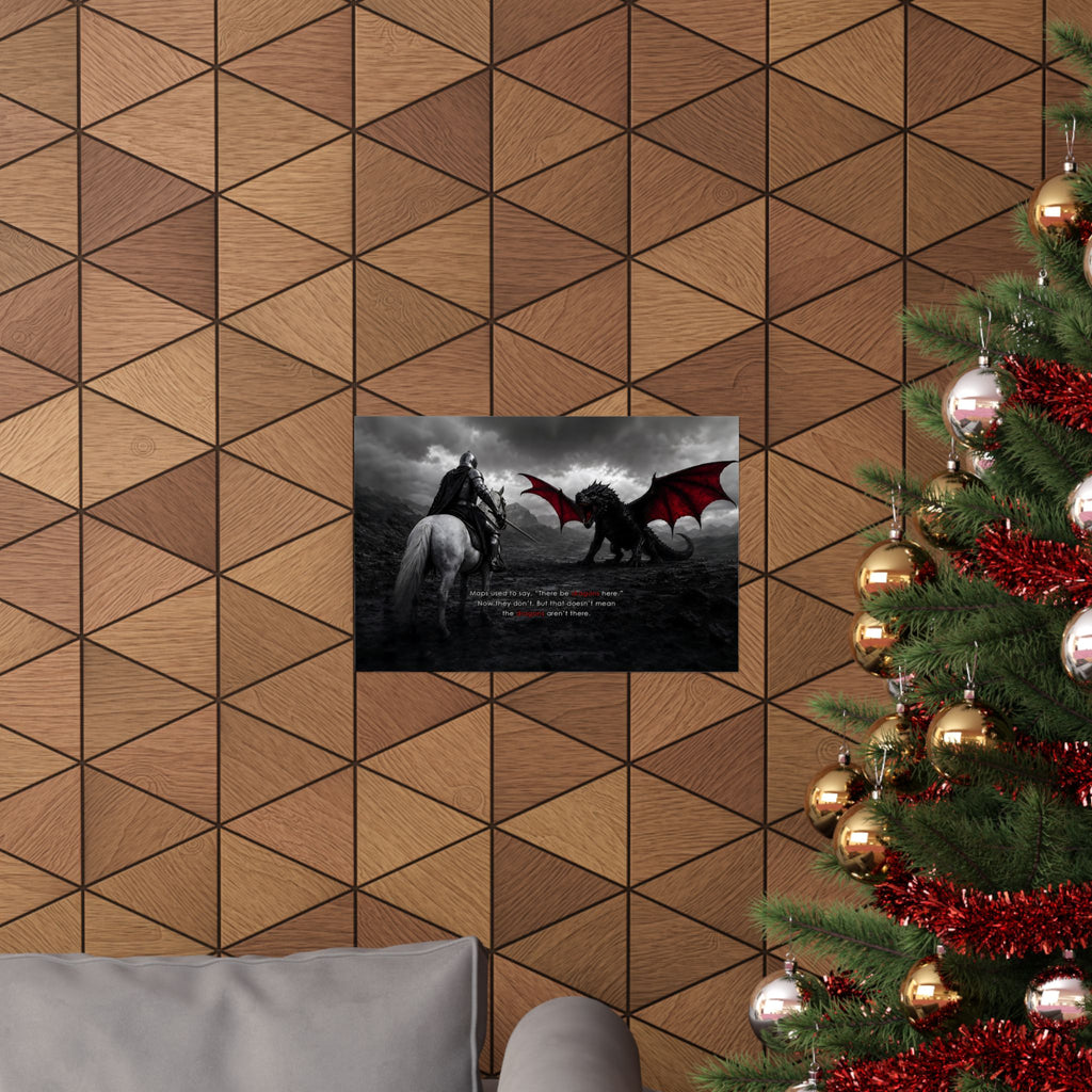 There Be Dragons - Man Cave Decor | Matte Poster (Landscape)