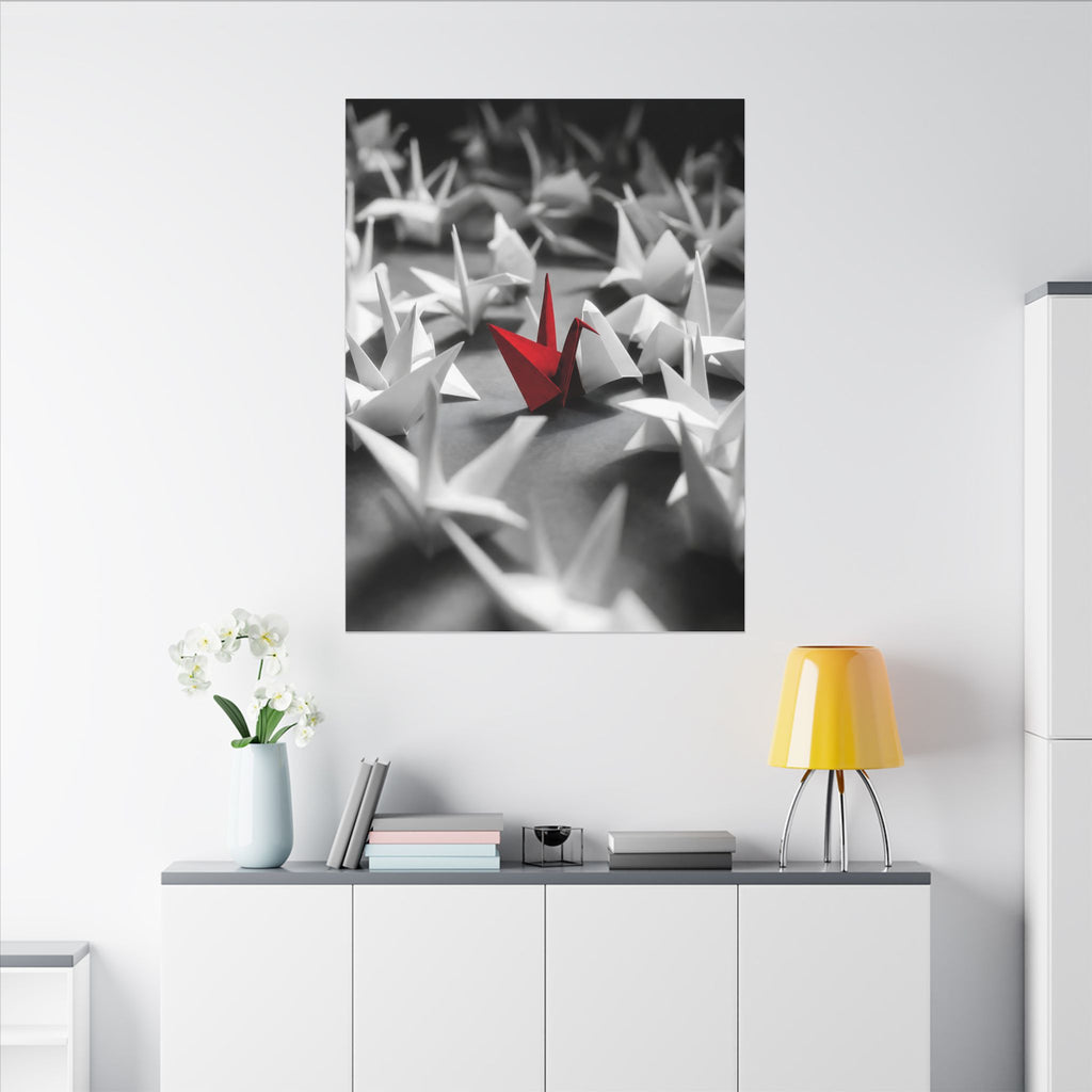 The Red Crane - Unique Wall Art For Office | Canvas