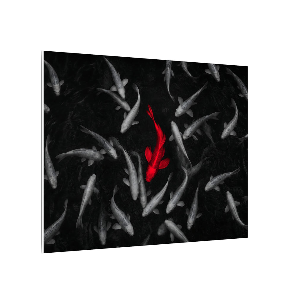 The Red Koi - Red And Black Wall Art | Canvas (Landscape)