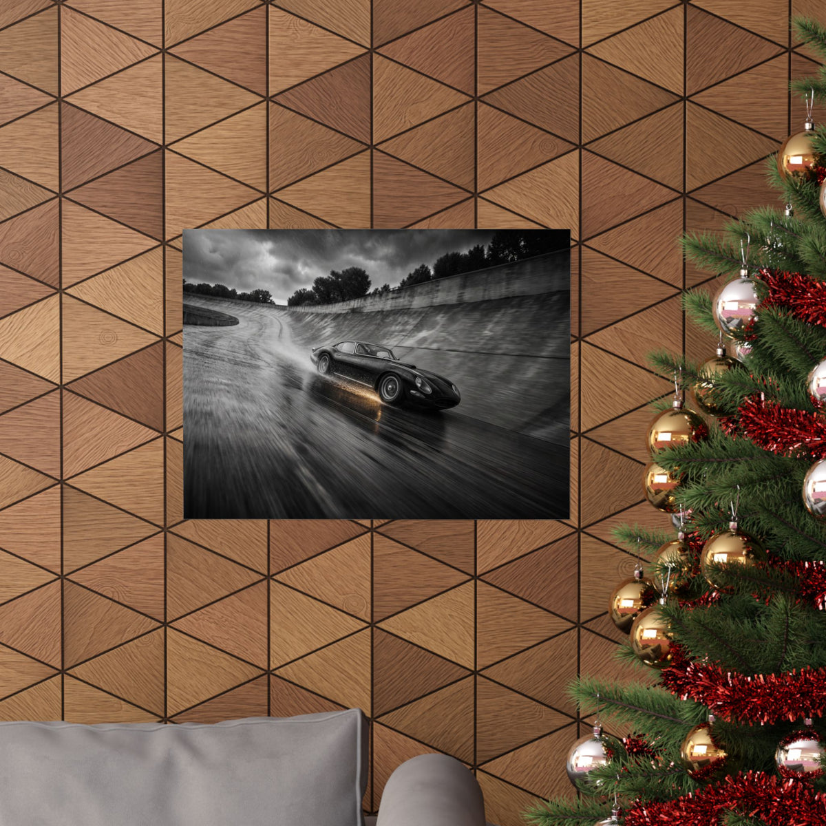 Banked in the Rain - Race Car Wall Art | Matte Poster (Landscape)