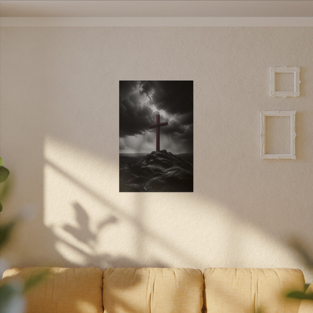 Red Cross in the Storm - Christian Cross Wall Art | Canvas