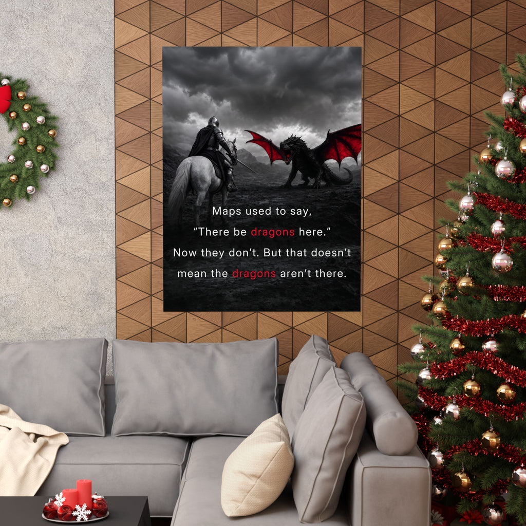 There Be Dragons - Man Cave Decor | Matte Poster
