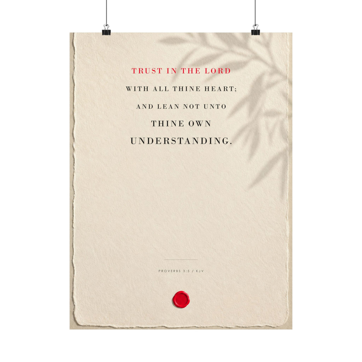 Trust in the Lord - Proverbs 3:5 Bible Verse Wall Art | Matte Poster
