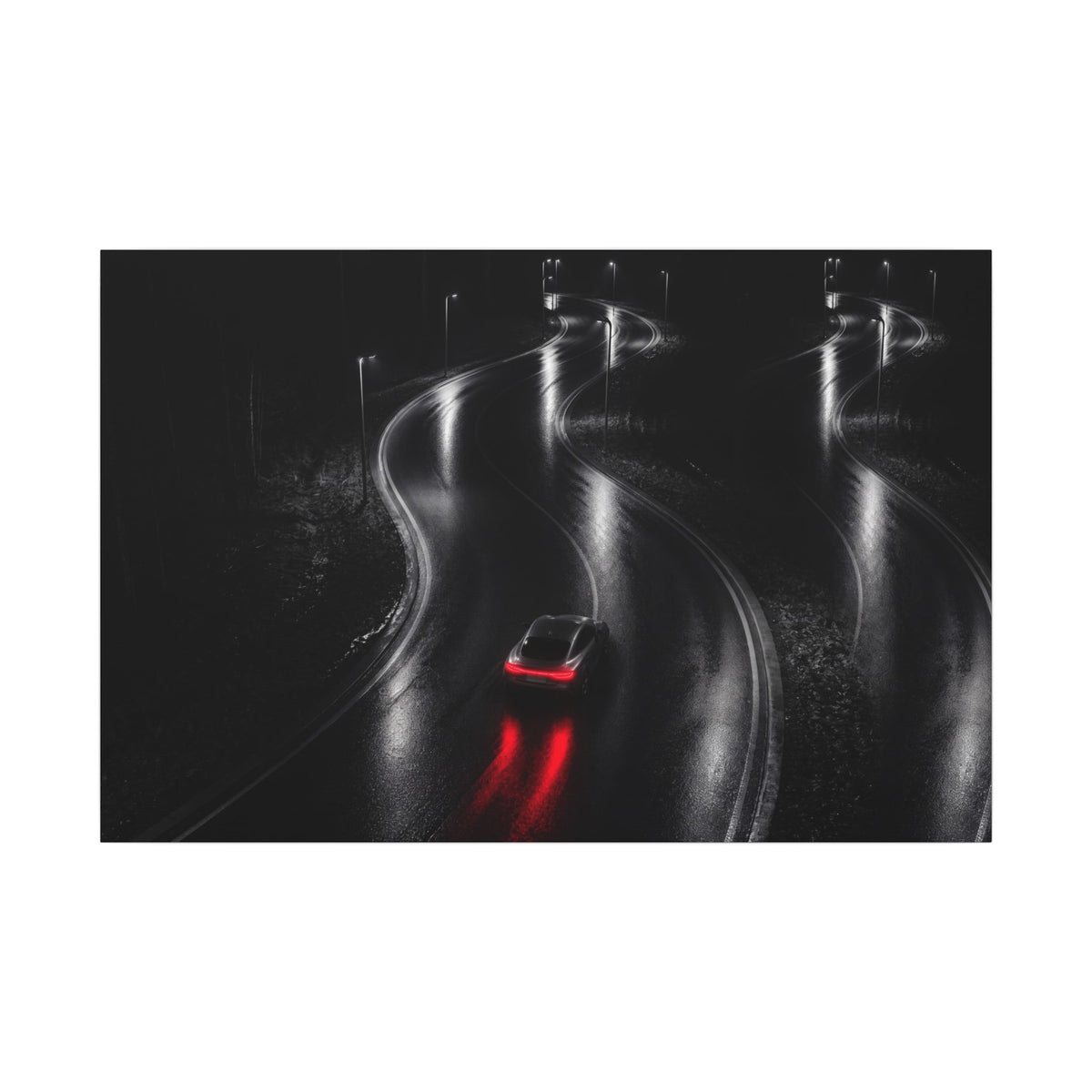 The Racing Line - Night Driving Wall Art | Canvas (Landscape)