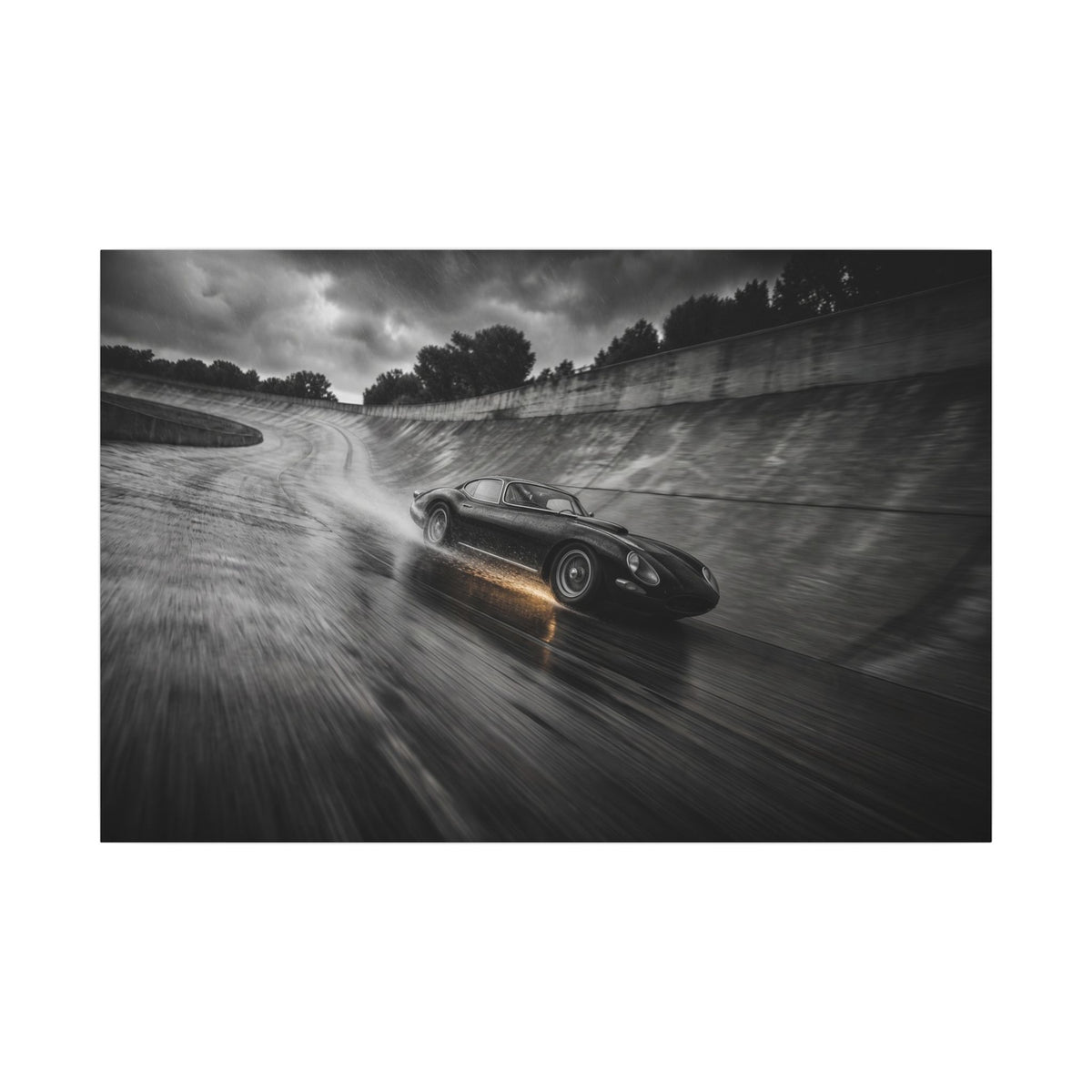 Banked in the Rain - Race Car Wall Art | Canvas (Landscape)