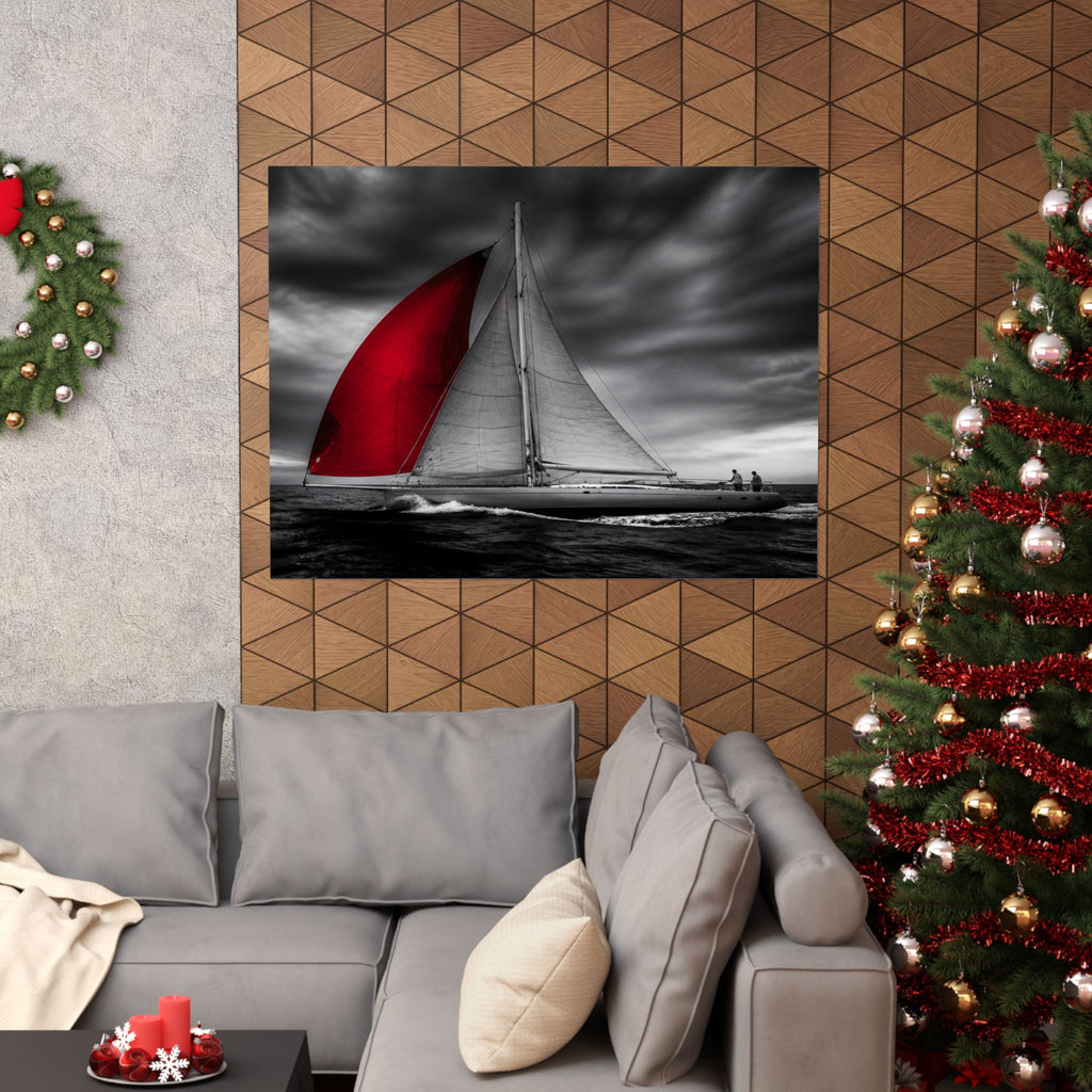 Red Sail - Large Wall Art for Bedroom | Matte Poster (Landscape)
