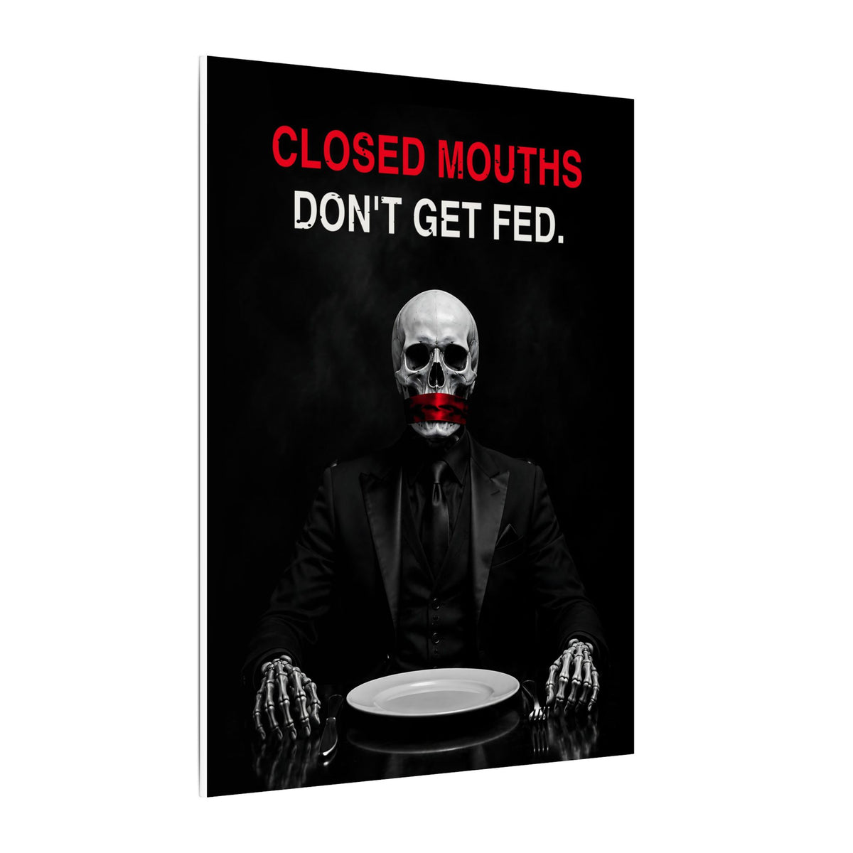 Closed Mouths - Dark Humor Wall Art | Canvas