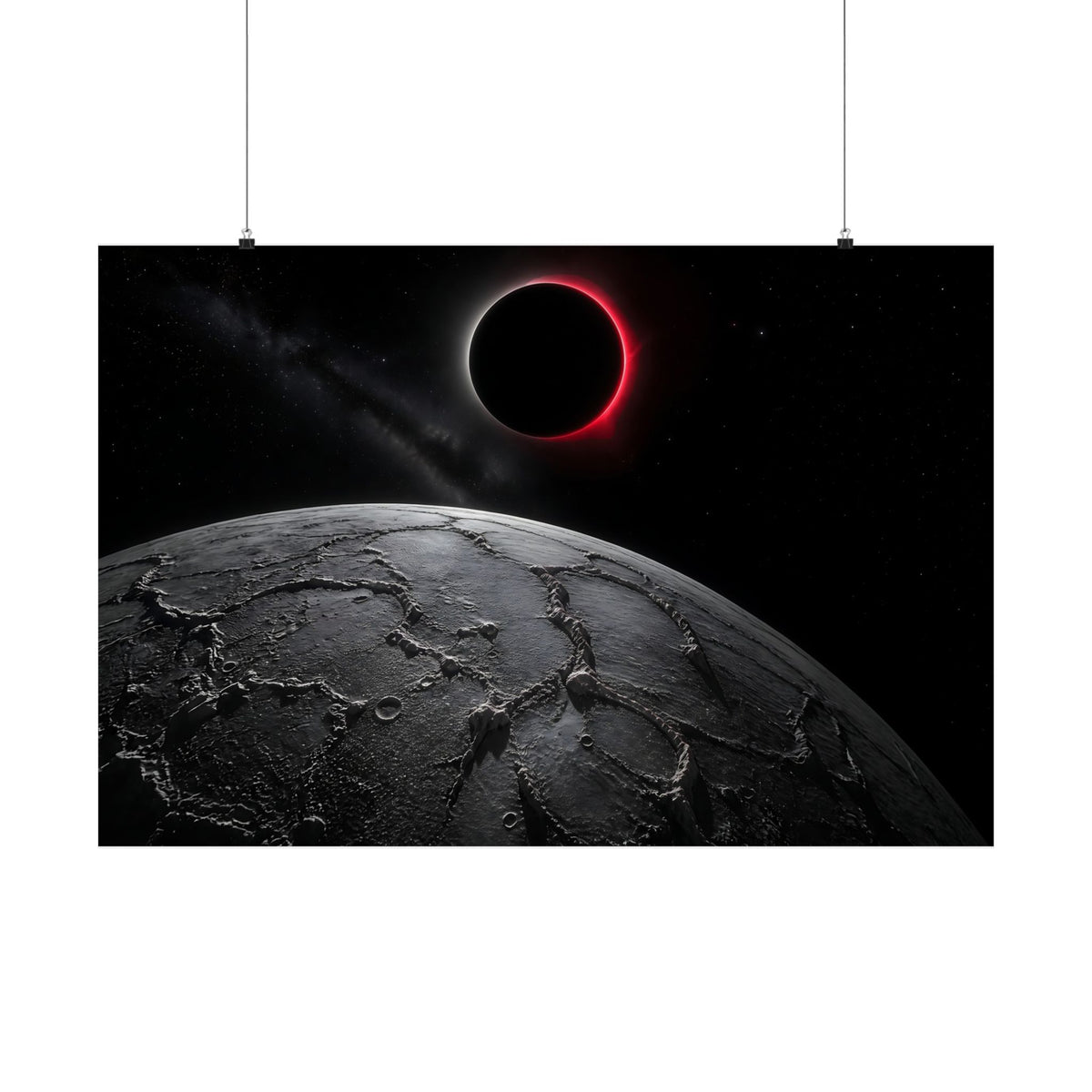 Red Eclipse - Moon Wall Art | Matte Poster (Landscape)