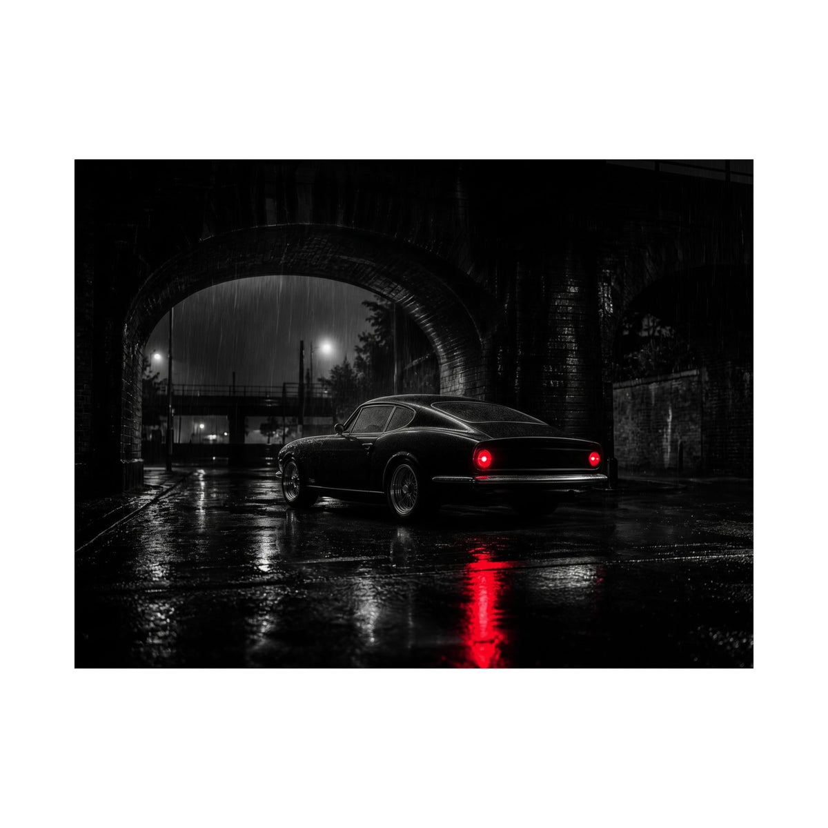Red Tail Night - Classic Car Wall Art | Matte Poster (Landscape)