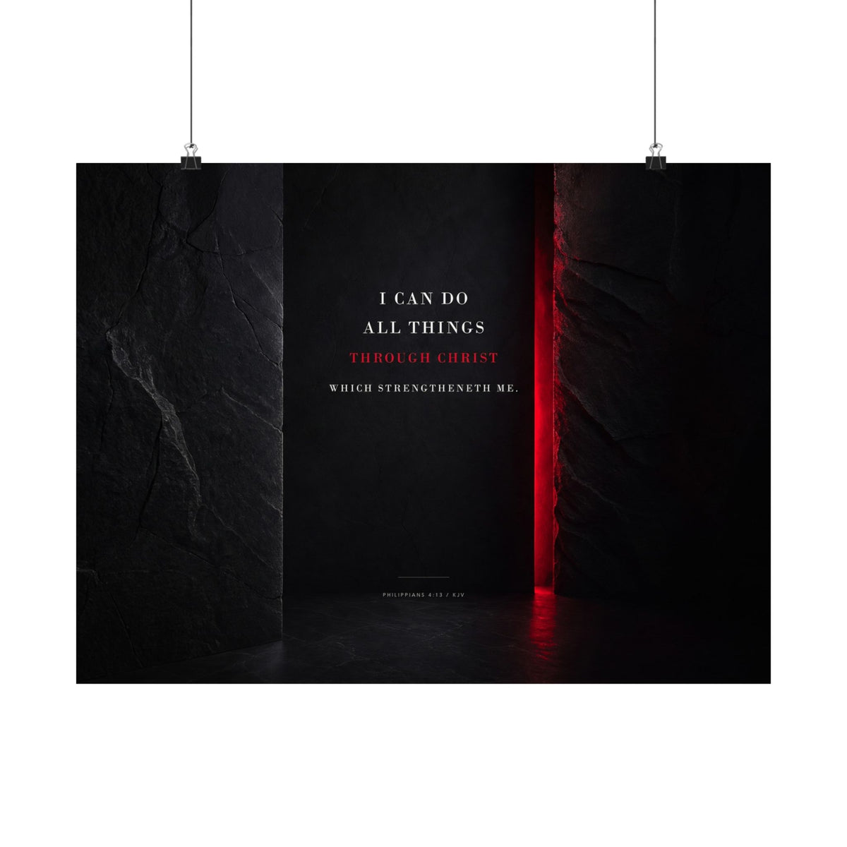 All Things Through Christ - Philippians 4:13 Scripture Wall Art | Matte Poster (Landscape)