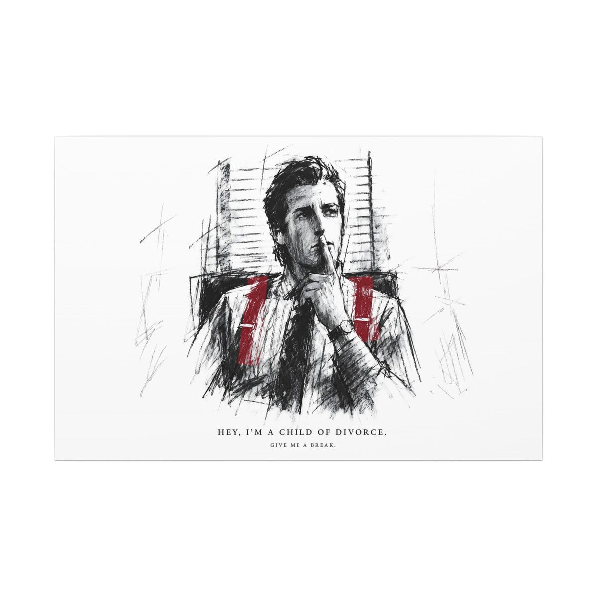 Child of Divorce Sketch - Dark Office Wall Art | Canvas (Landscape)