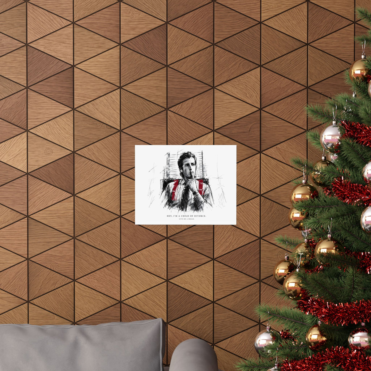 Child of Divorce Sketch - Dark Office Wall Art | Matte Poster (Landscape)