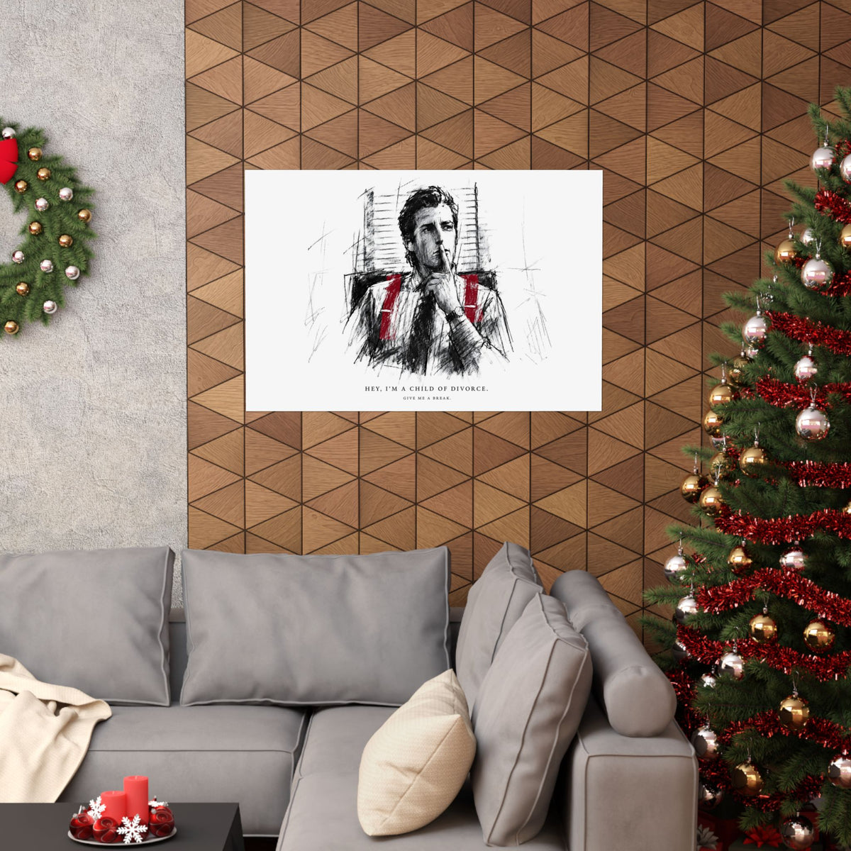 Child of Divorce Sketch - Dark Office Wall Art | Matte Poster (Landscape)