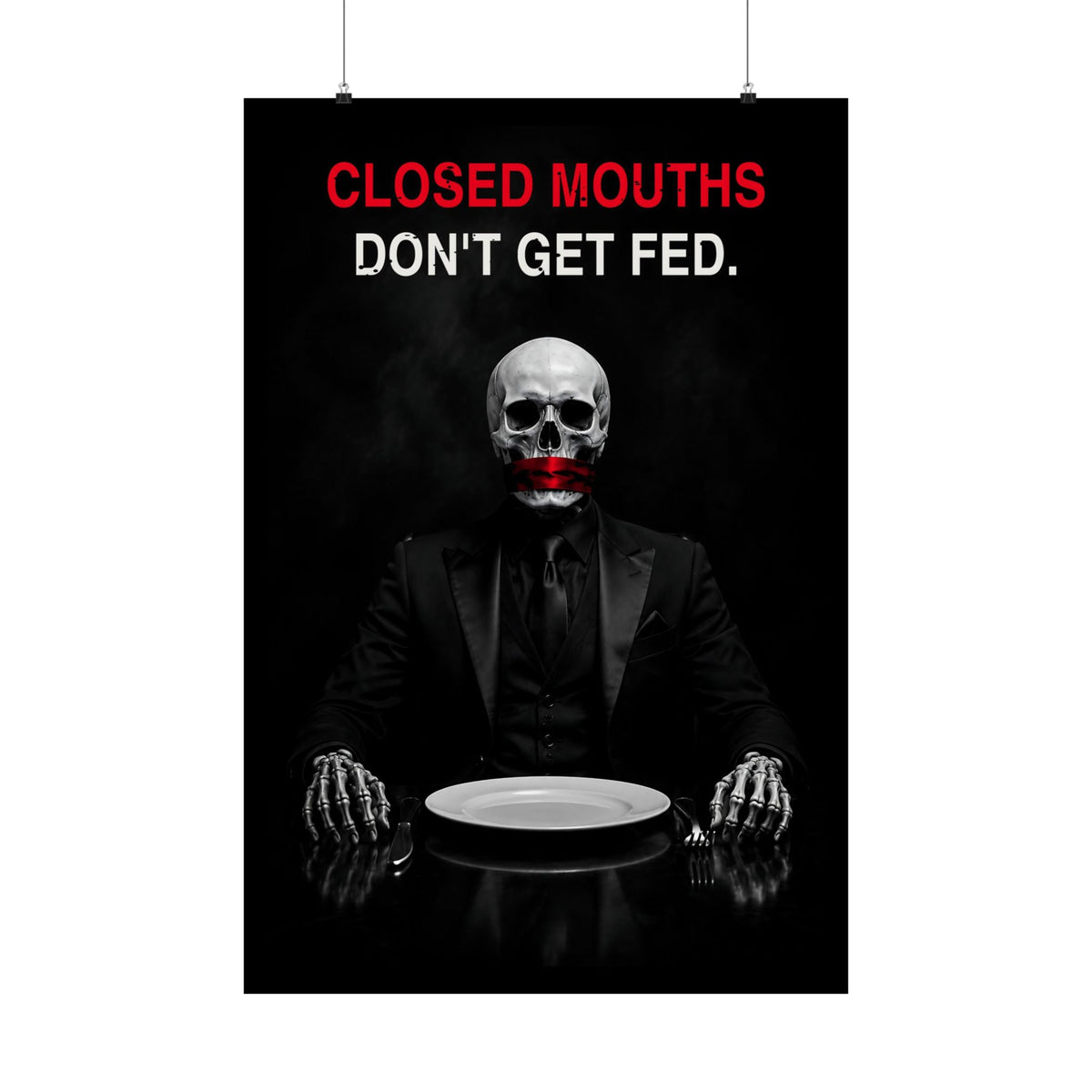 Closed Mouths - Dark Humor Wall Art | Matte Poster